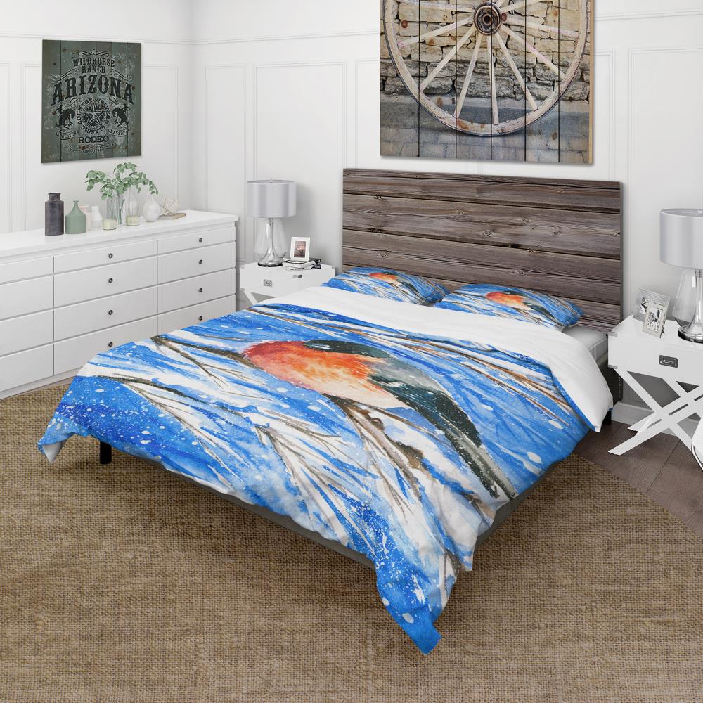 Designart BED17251-Q 3 -Piece Blue Queen Duvet cover Set