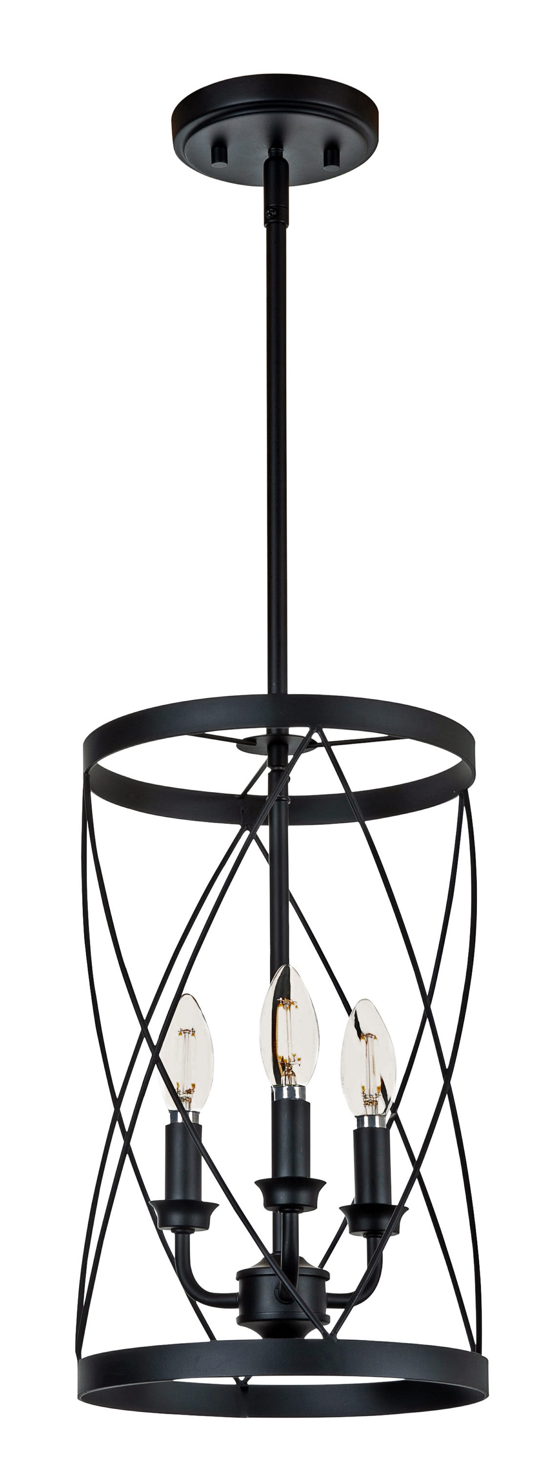 RD 12032422BLK Sienna 3 -Light Black Farmhouse Cylinder Medium Hanging Pendant light