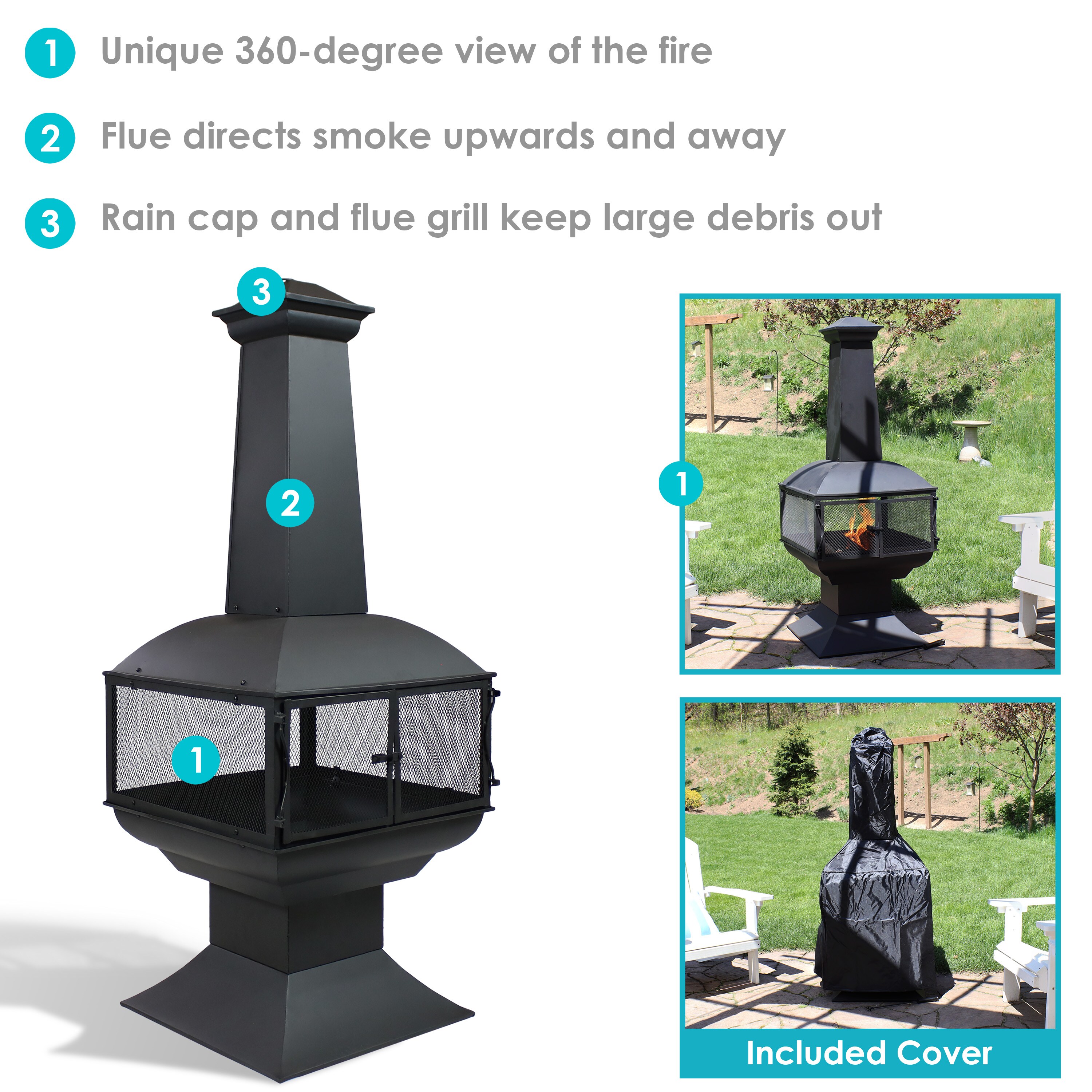 Sunnydaze Decor KF-607 Outdoor-Woodburning-Chimineas - View #4
