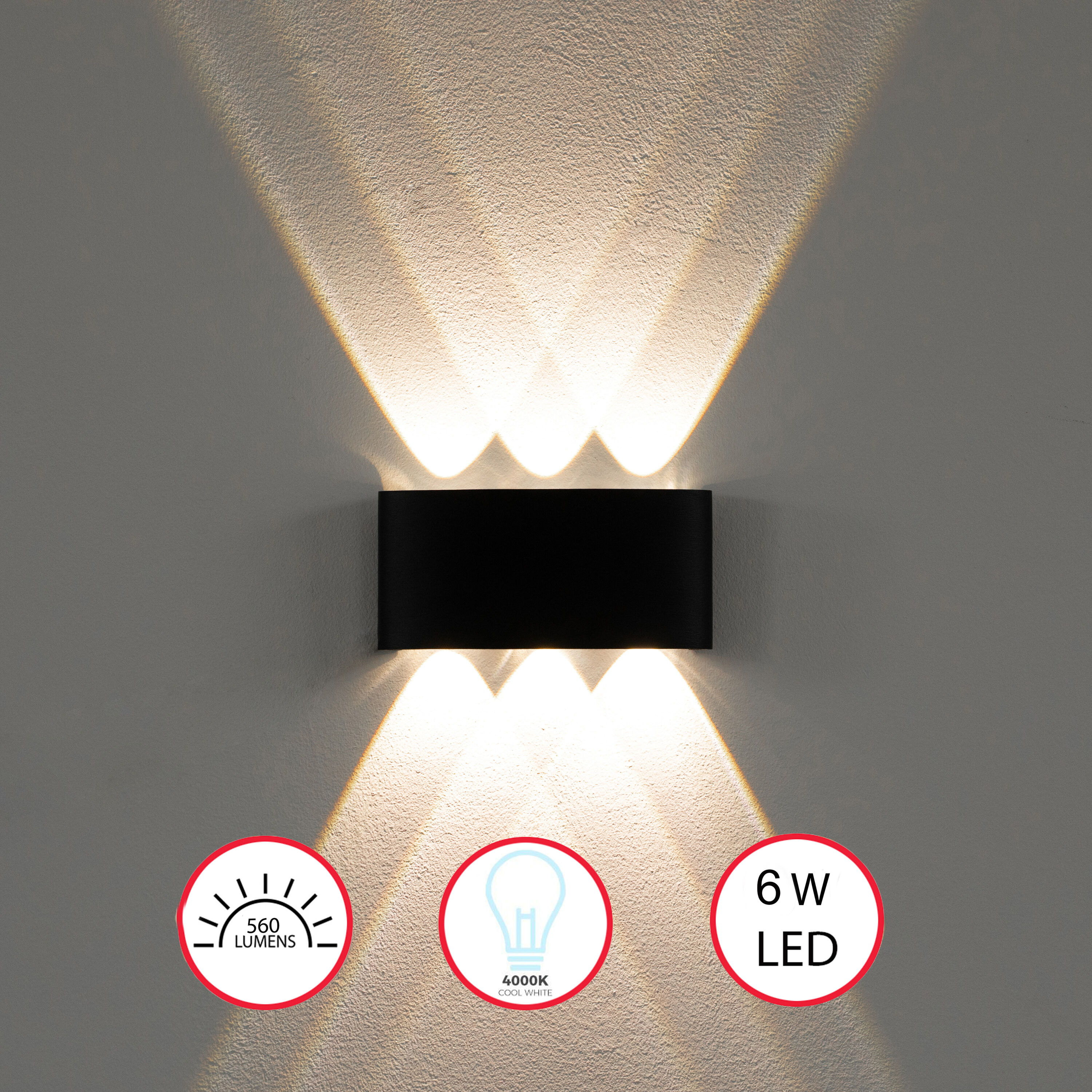 Quickway Imports QI004493.BK.6W 4-in W 1 -Light Matte Black Wall Sconce