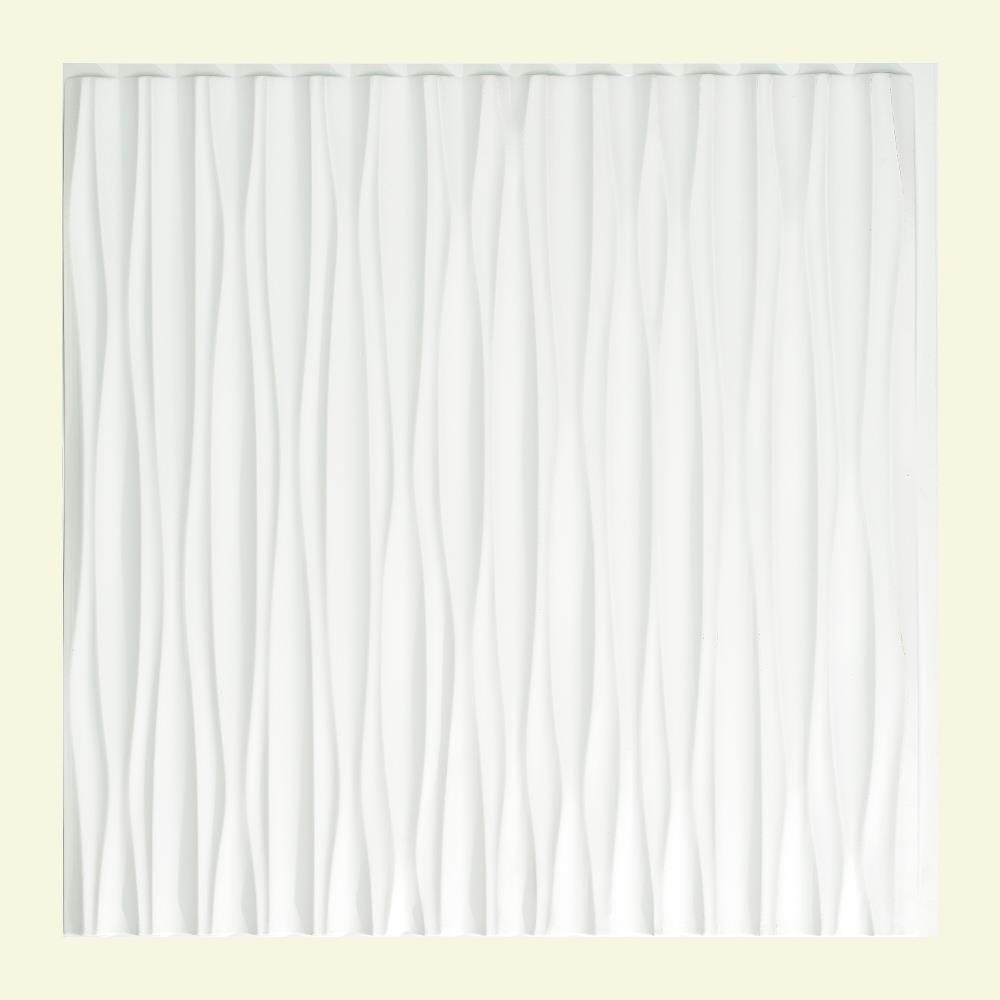 Fasade G70-00 24-in x 24-in Dunes Vertical Gloss White PVC Surface-mount Ceiling Tile (1-Pack, 4-sq ft / Case)