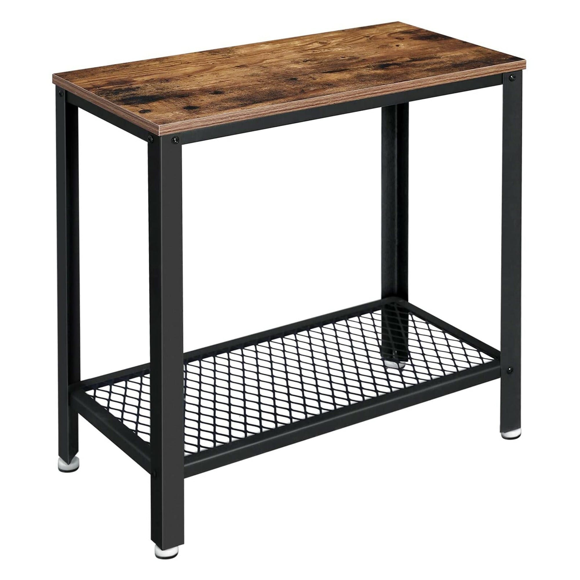 Benzara BM225657 11.8-in W x 23.6-in H Black and Brown Metal Modern End Table Assembly Required