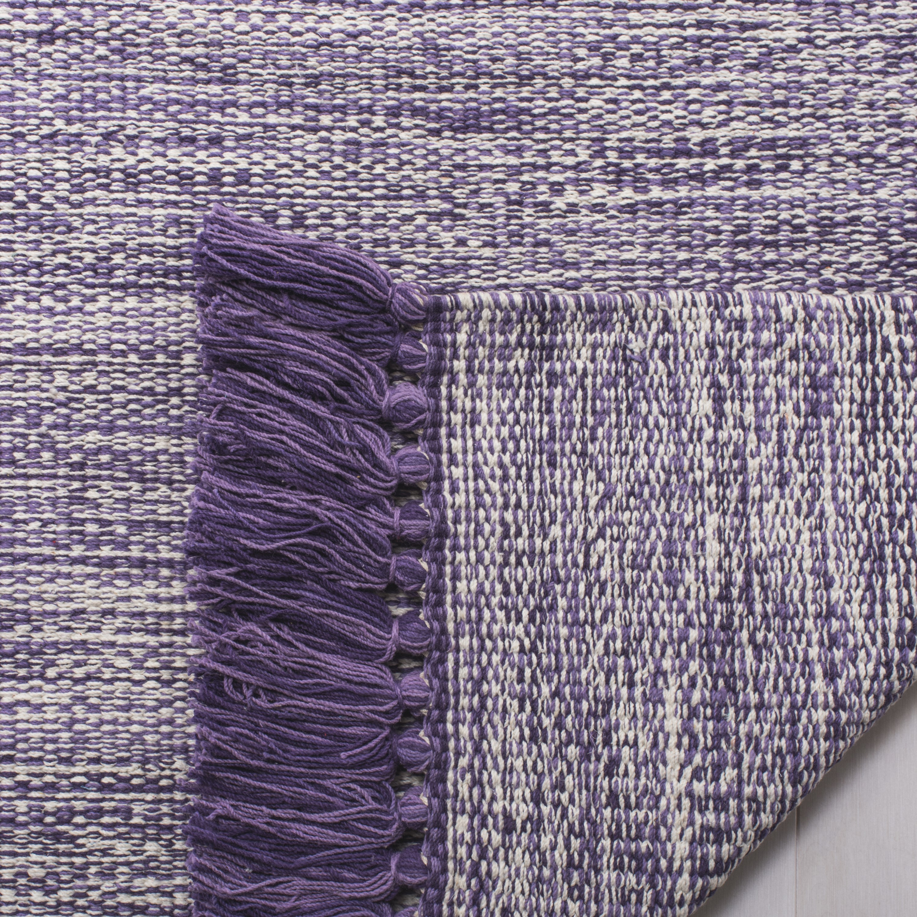 Reversible Purple Cotton Flat Woven 8' x 10' Area Rug