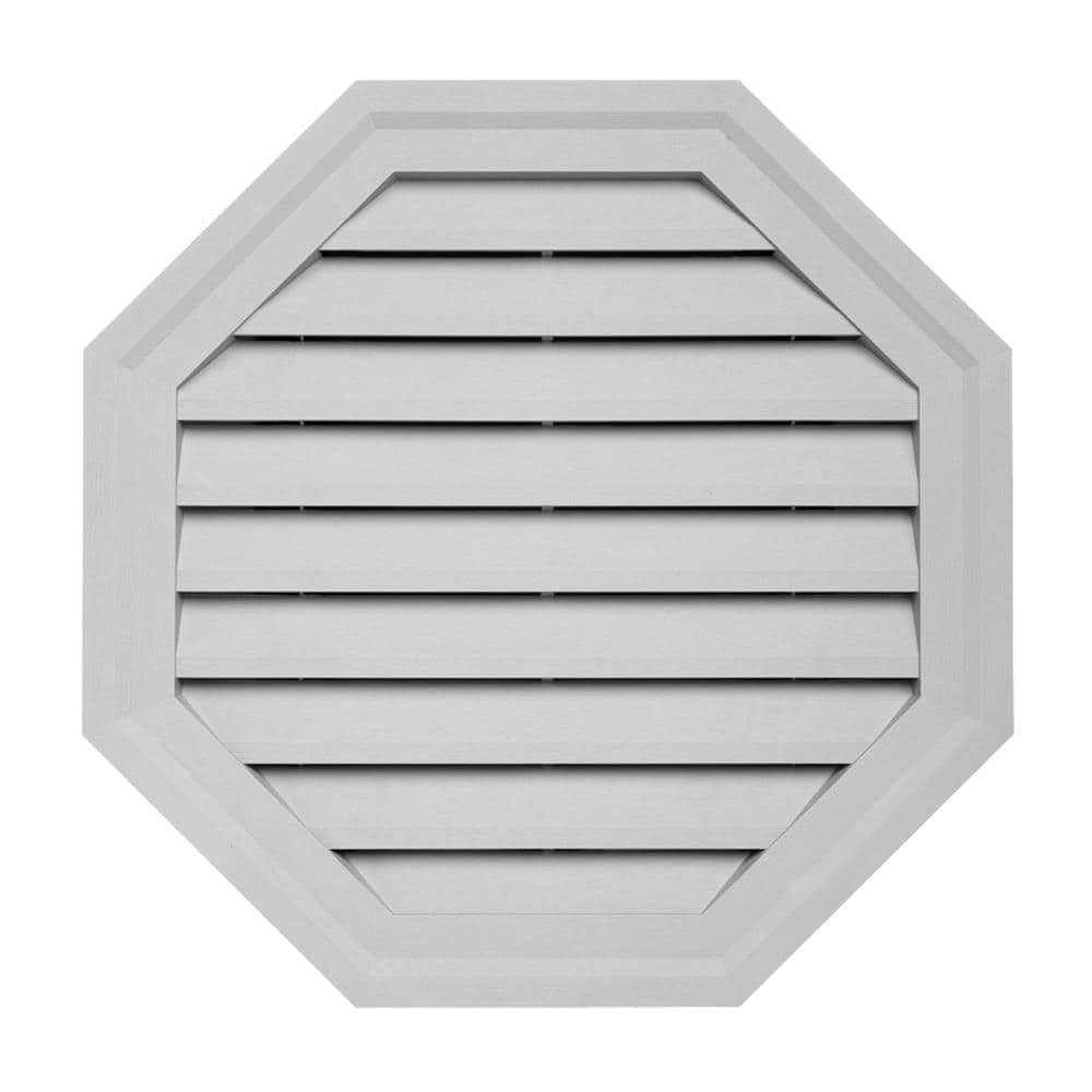  241773 10-in x 15-in Gray Octagon Vinyl Gable Louver Vent