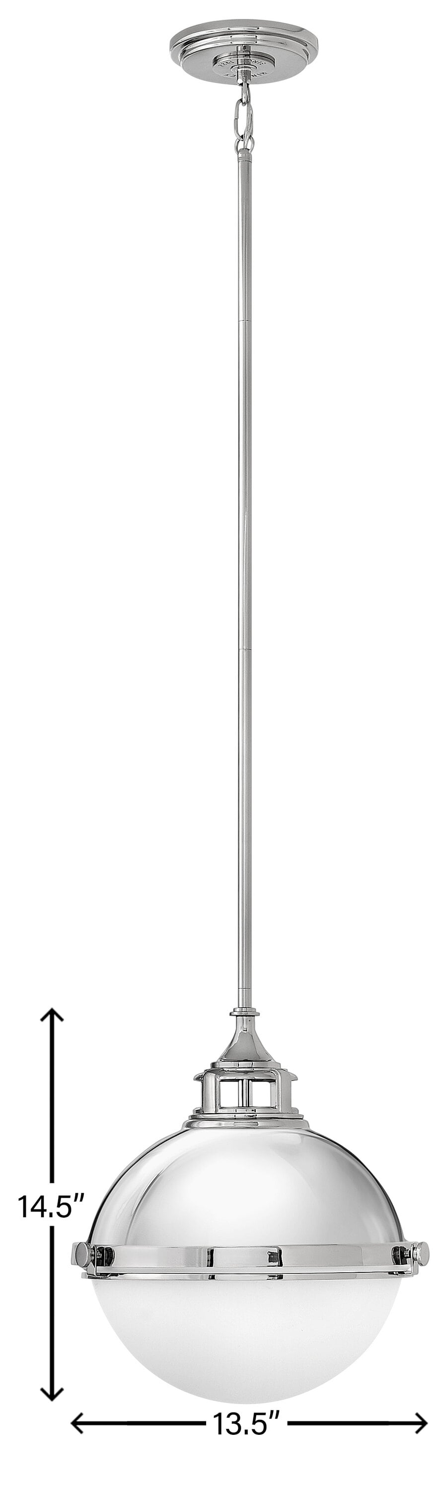 Polished Nickel Dual-Light Pendant with Etched Opal Glass Shade