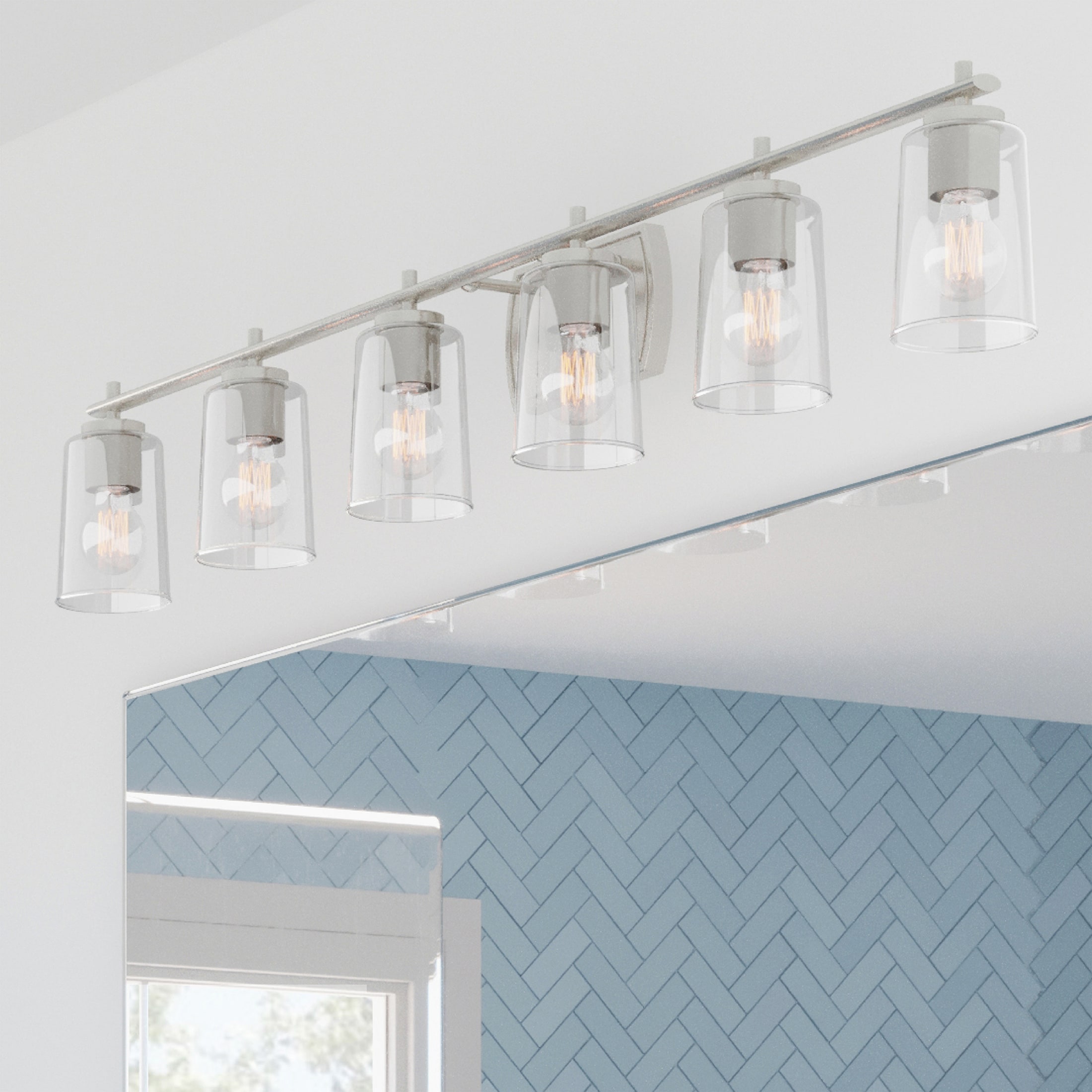 Progress Lighting Adley 48.5-in 6 Light Brushed Nickel Modern/contemporary Bathroom Vanity light