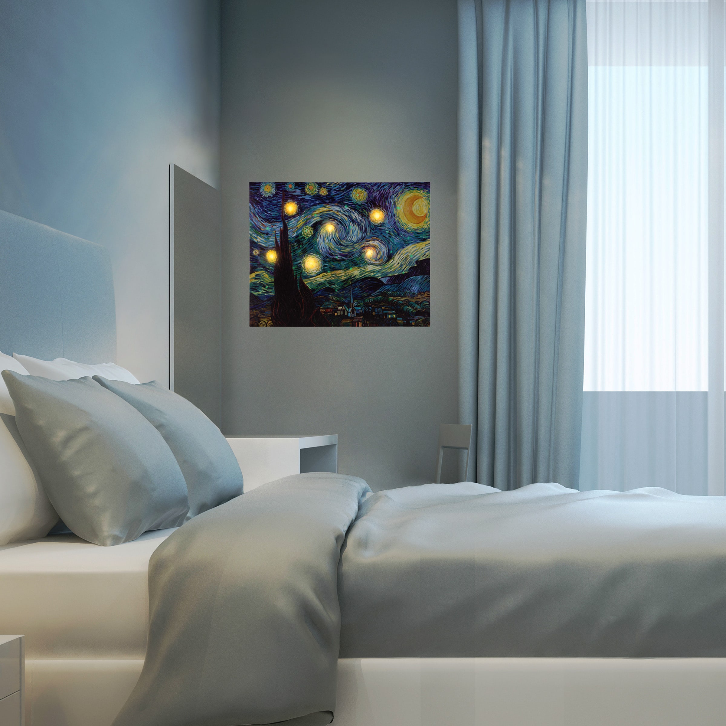 Hastings Home LED Lighted Canvas- Starry Night, 16x20 0.75-in W x 16-in ...