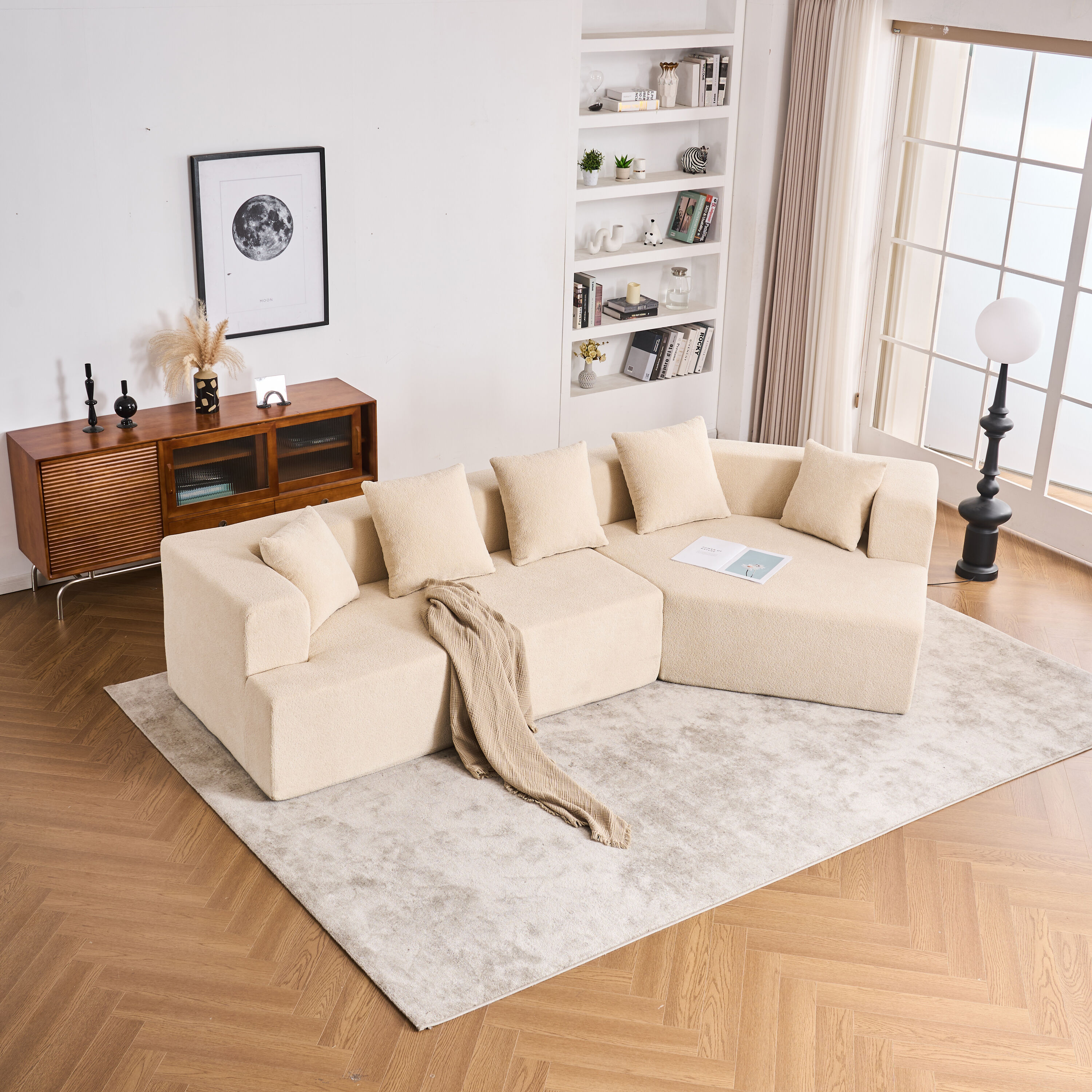 LOVMOR SF-Y-W2363S00094 Memory Foam Couch  No Installation Easy to Transport Deep Seat Modern Sofa with Chenille Fabric Couch for Living Room Bedroom Apartment Home Office