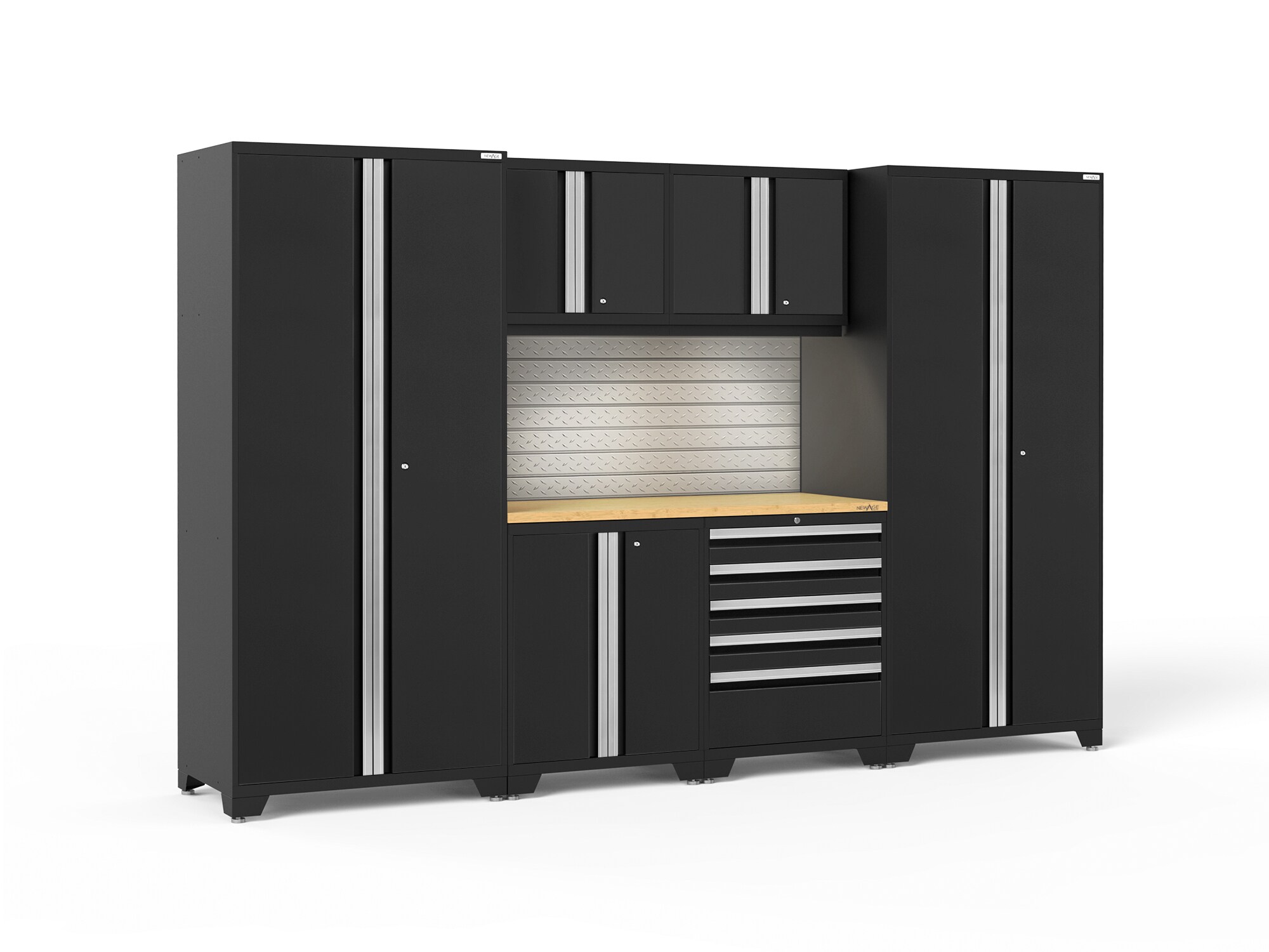 NewAge Products 64065 128-in W x 84.75-in H x 24-in D 6 -Cabinets Steel Black Garage Storage System