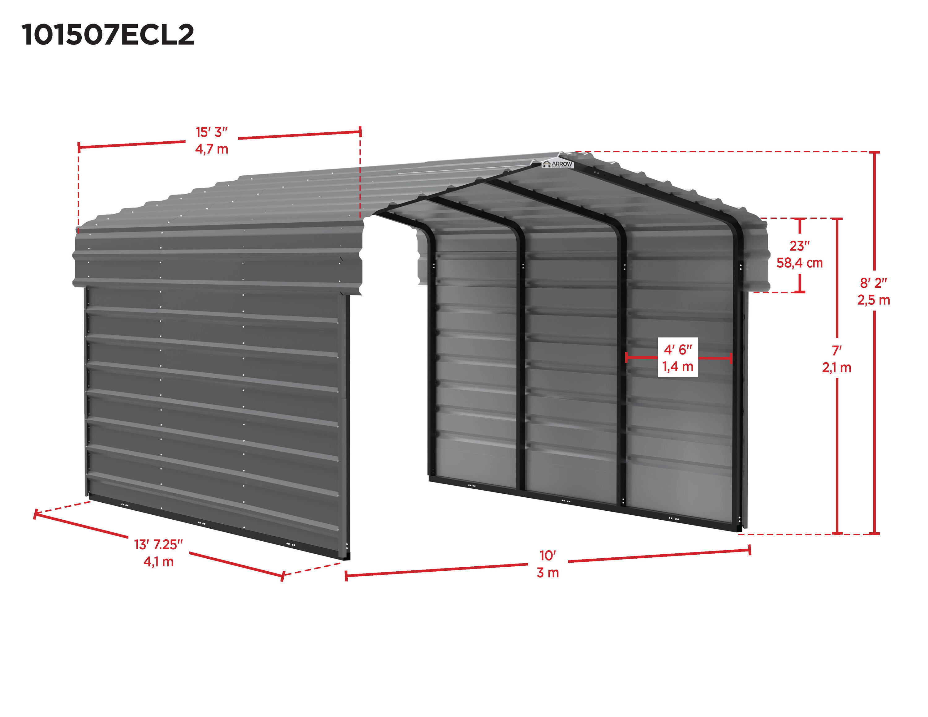 Arrow CPHC101507ECL2 Carport-Covers - View #2