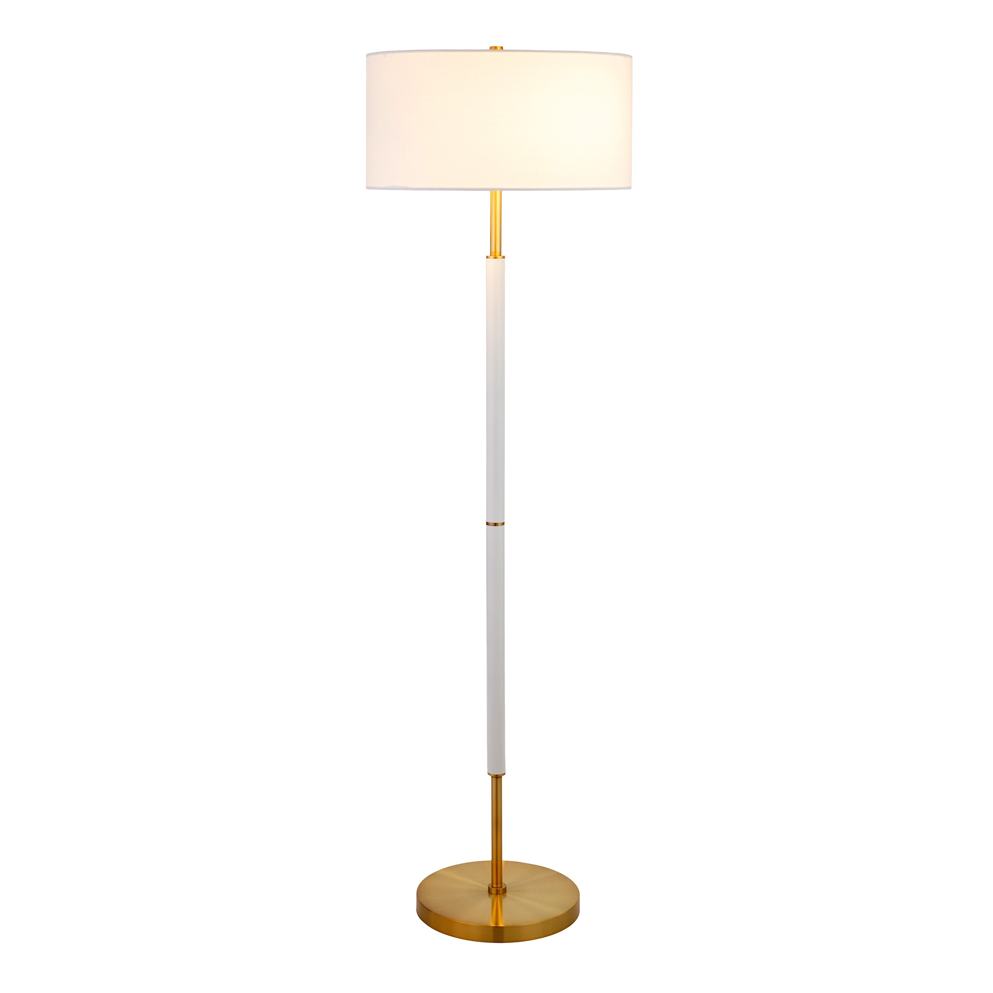 Simone Matte White & Brass Contemporary 2-Bulb Floor Lamp