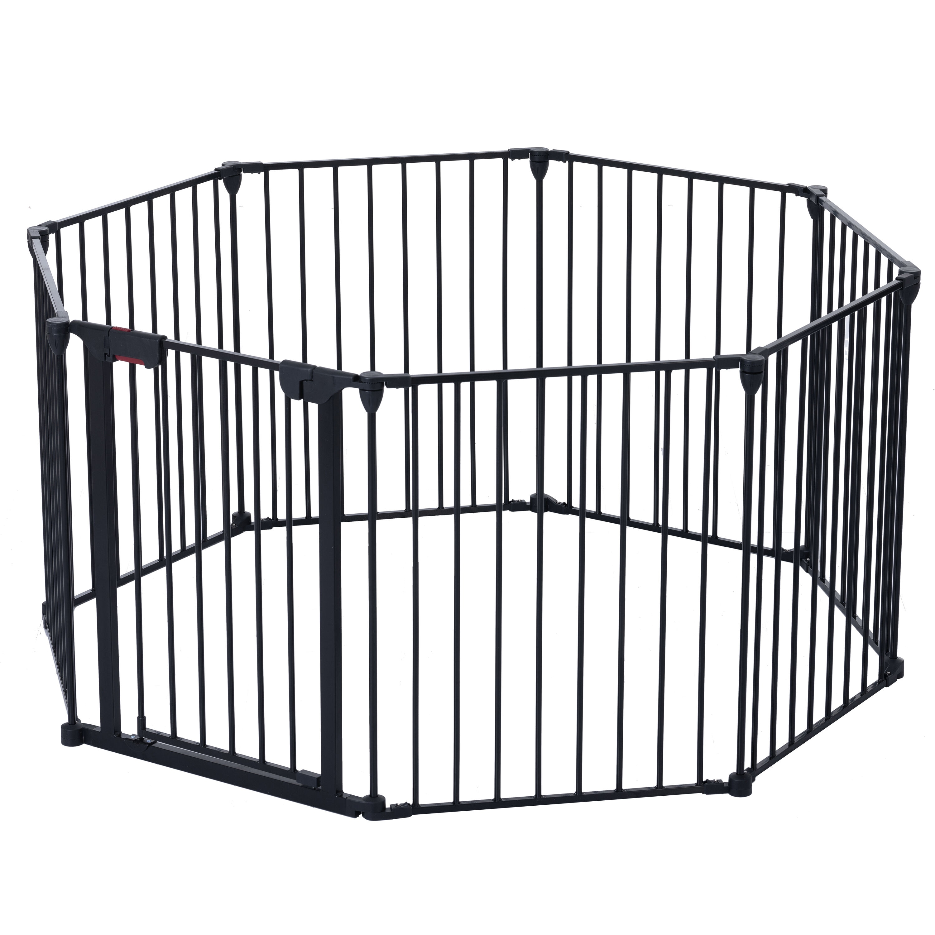 LUXEYARD 200Inch Adjustable Safety Gate 8 Panels Play Yard Metal Doorways Fireplace Fence Christmas Tree Fence Gate