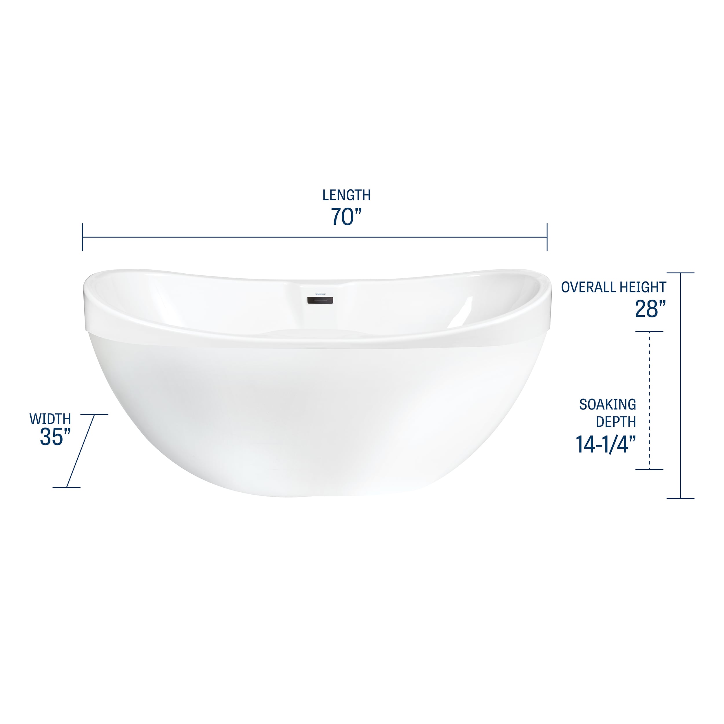 Mansfield Whitley Freestanding Baths 35-in x 70-in White Acrylic Oval ...