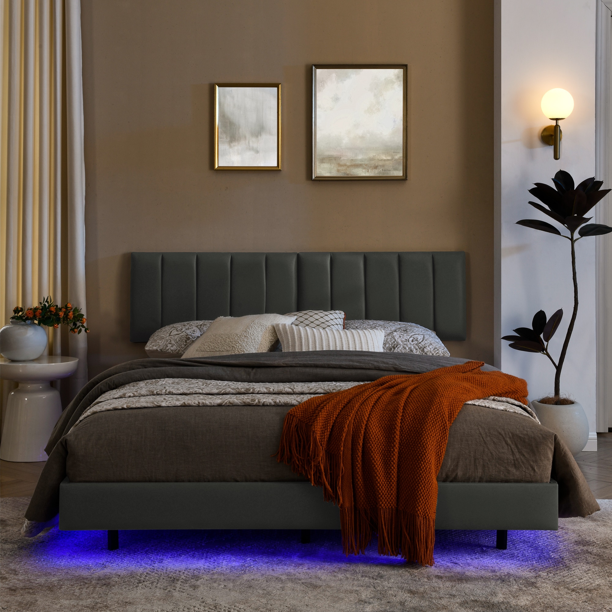 BABOOM BOM-P169723-OR Queen Floating Bed Frame Grey Queen Metal Bed frame Bed