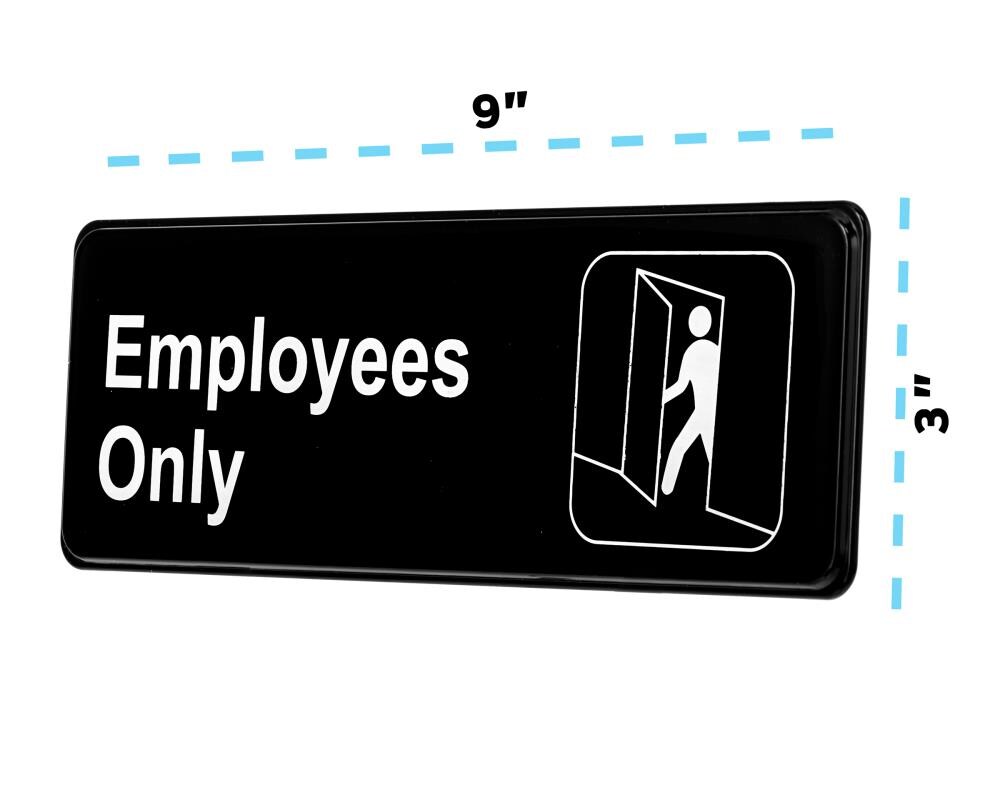 Employees Only Sign Easy to Mount Informative Plastic Sign with Symbols 9x3 Blue Pack of 3 