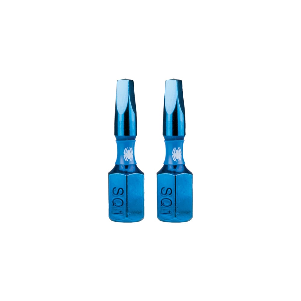 Spyder 19036 Mach-Blue SQ1 1/4-in x 1-in Square/Robertson Impact Driver Bit 2 -Piece