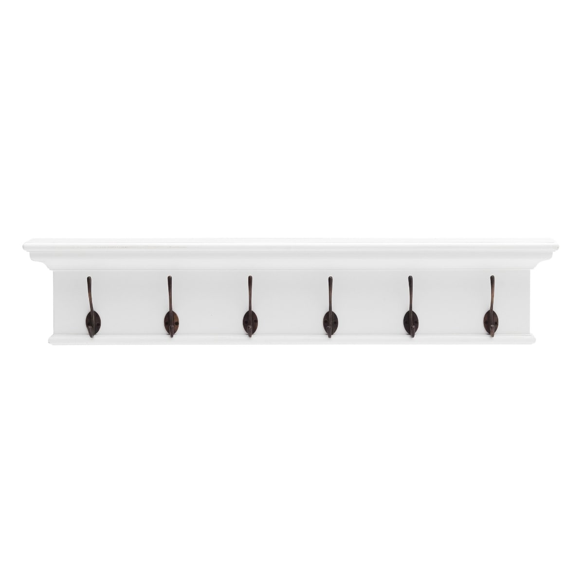 HomeRoots Traditional Wood Coat Rack with 6 Hooks and Hat Shelf