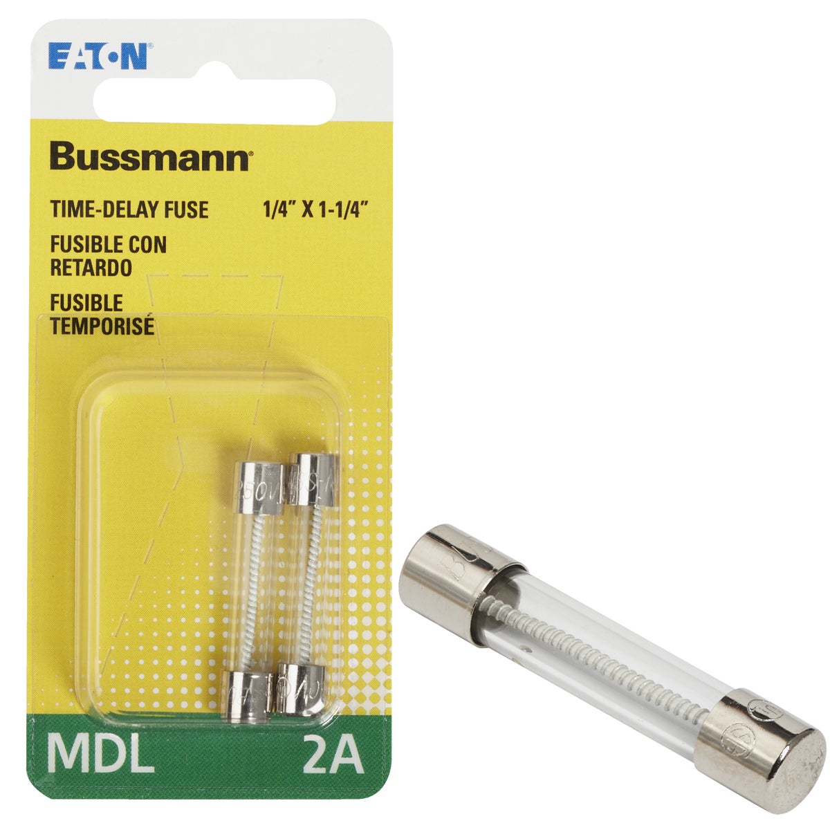 Bussmann  BP/MDL-2 2 Amp Time-Delay Glass Tube Fuse 250 Vac UL Listed 2-Pack