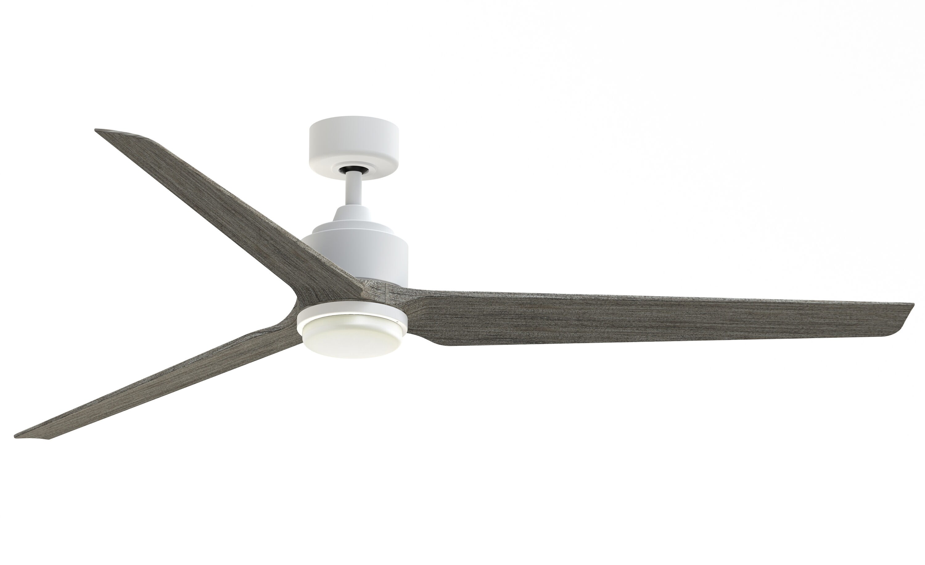 Fanimation TriAire Custom 72-in Matte White Color-changing LED Indoor/Outdoor Smart Propeller Ceiling Fan with Light Remote (3-Blade) -  FPD8515MWW-72WEW-LK