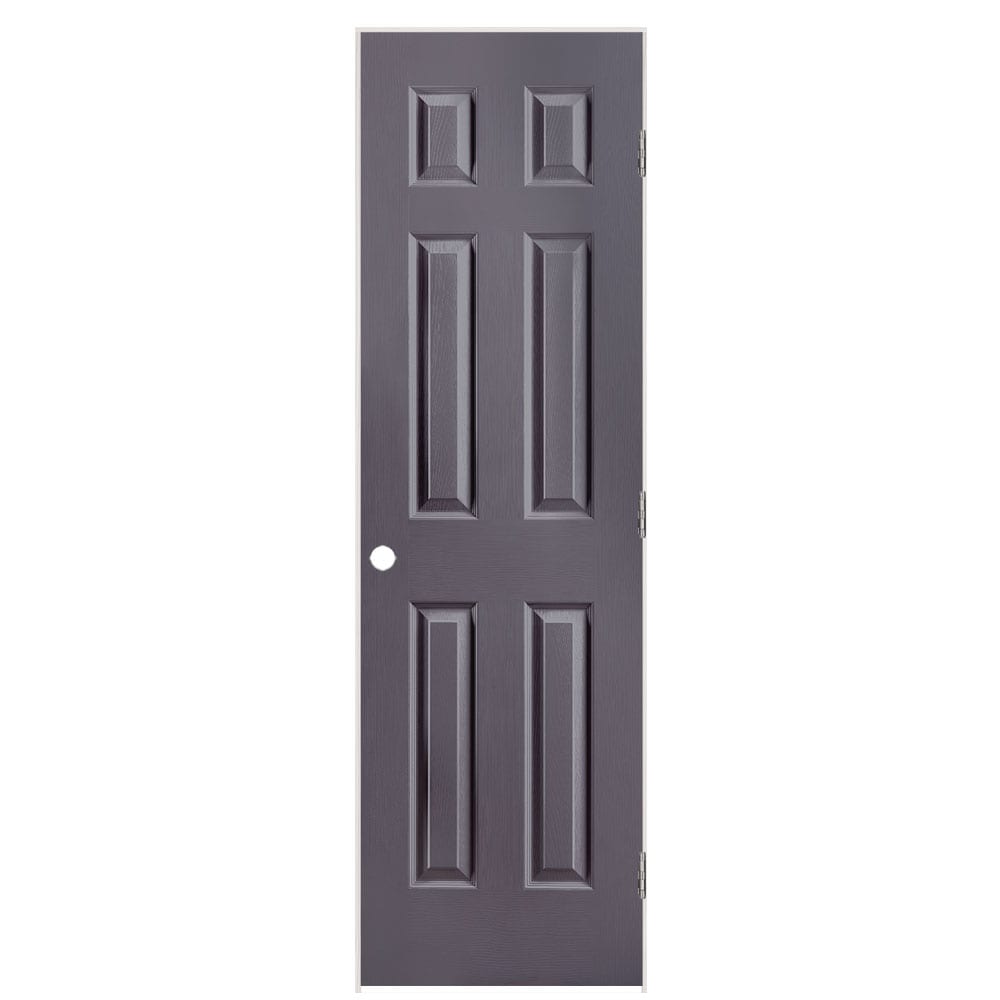 Masonite 1316987 24-in x 80-in Slate Solid core 6-panel Right hand Textured Prefinished Molded composite Flat Jamb Single Prehung Interior Door