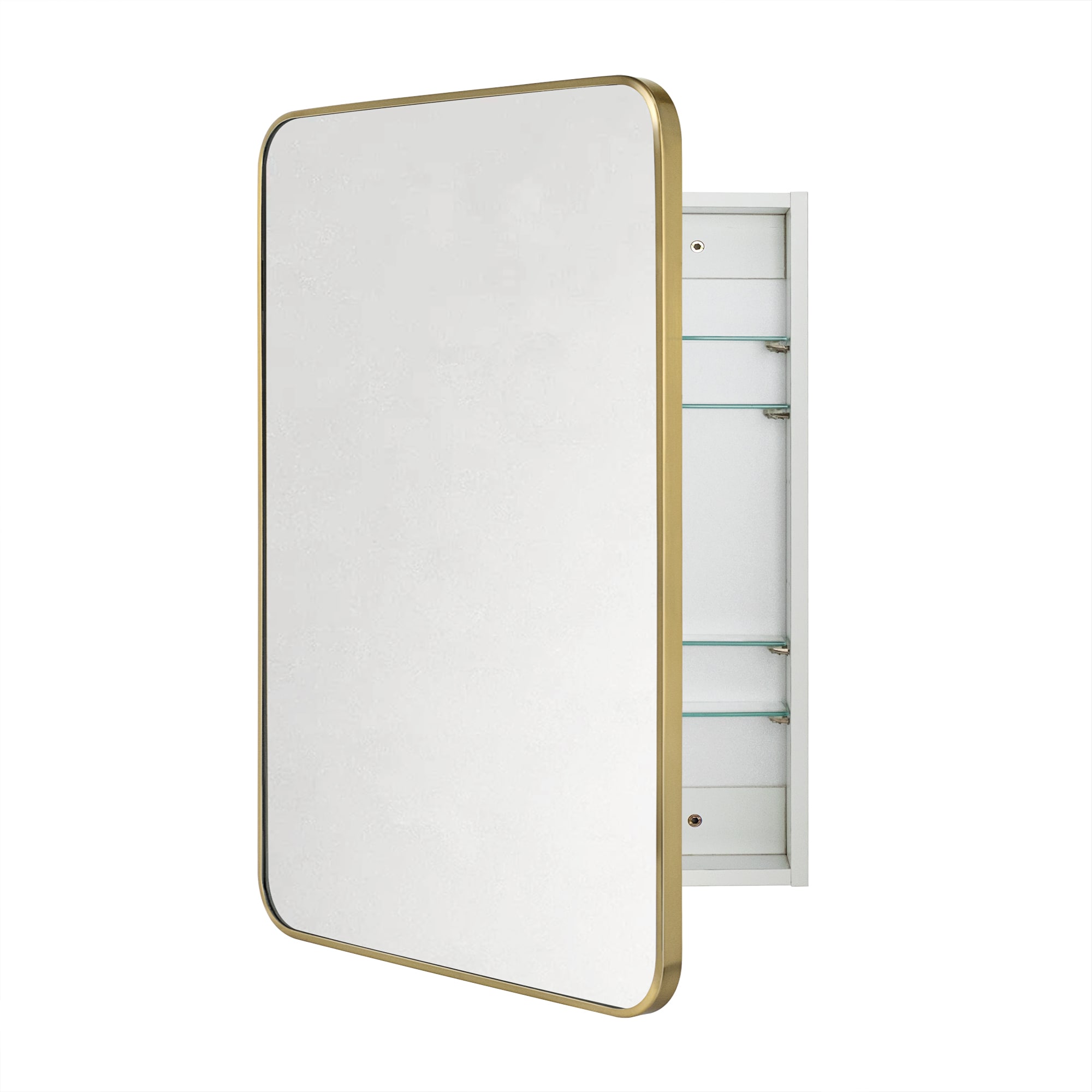 TEHOME GC-XB0046 Garnes 24-in x 36-in Surface/Recessed Mount Brushed Gold Mirrored Rectangle Soft Close Medicine Cabinet