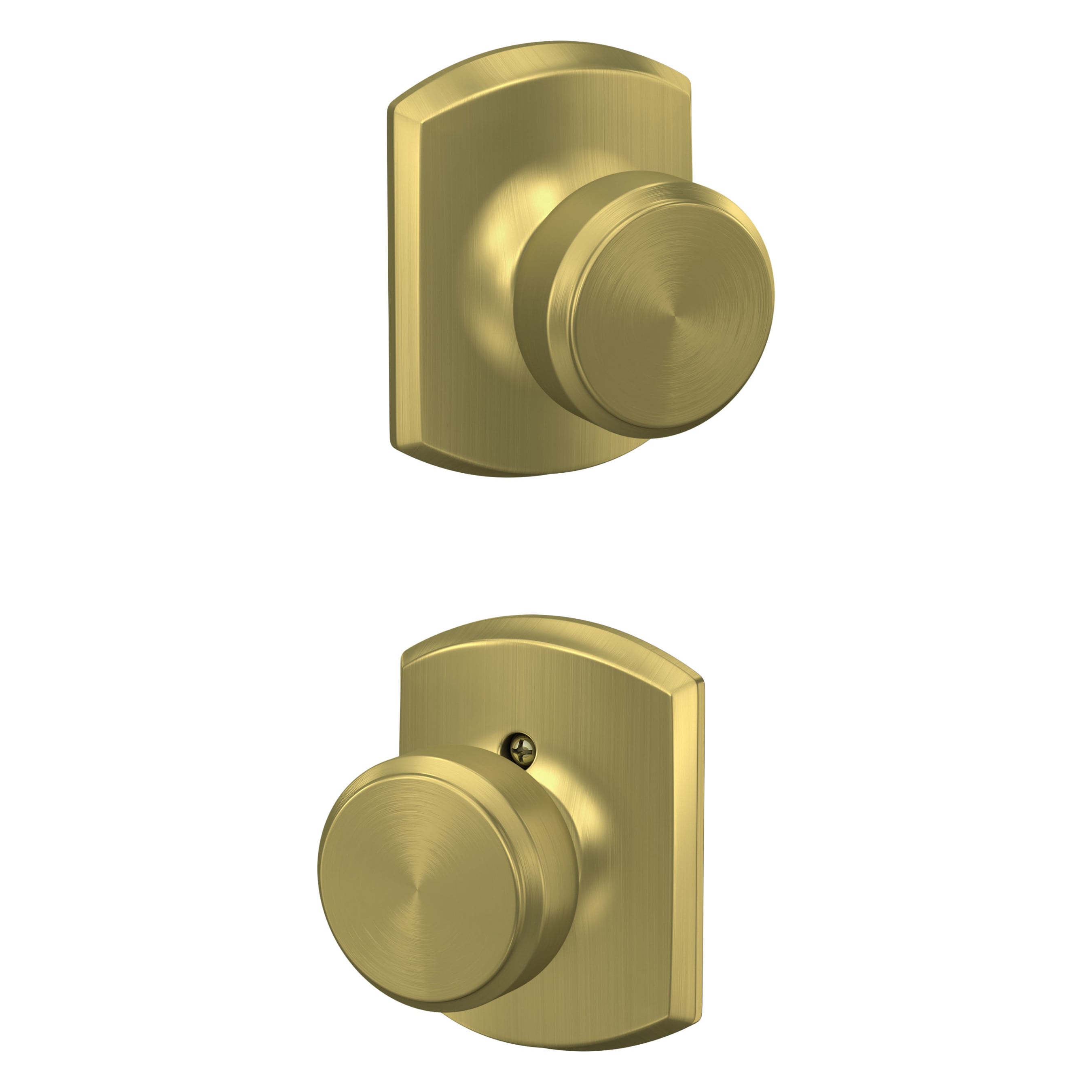 Schlage Satin Brass Interior Hall/Closet Passage Door Knob #F10 BWE 608 GRW