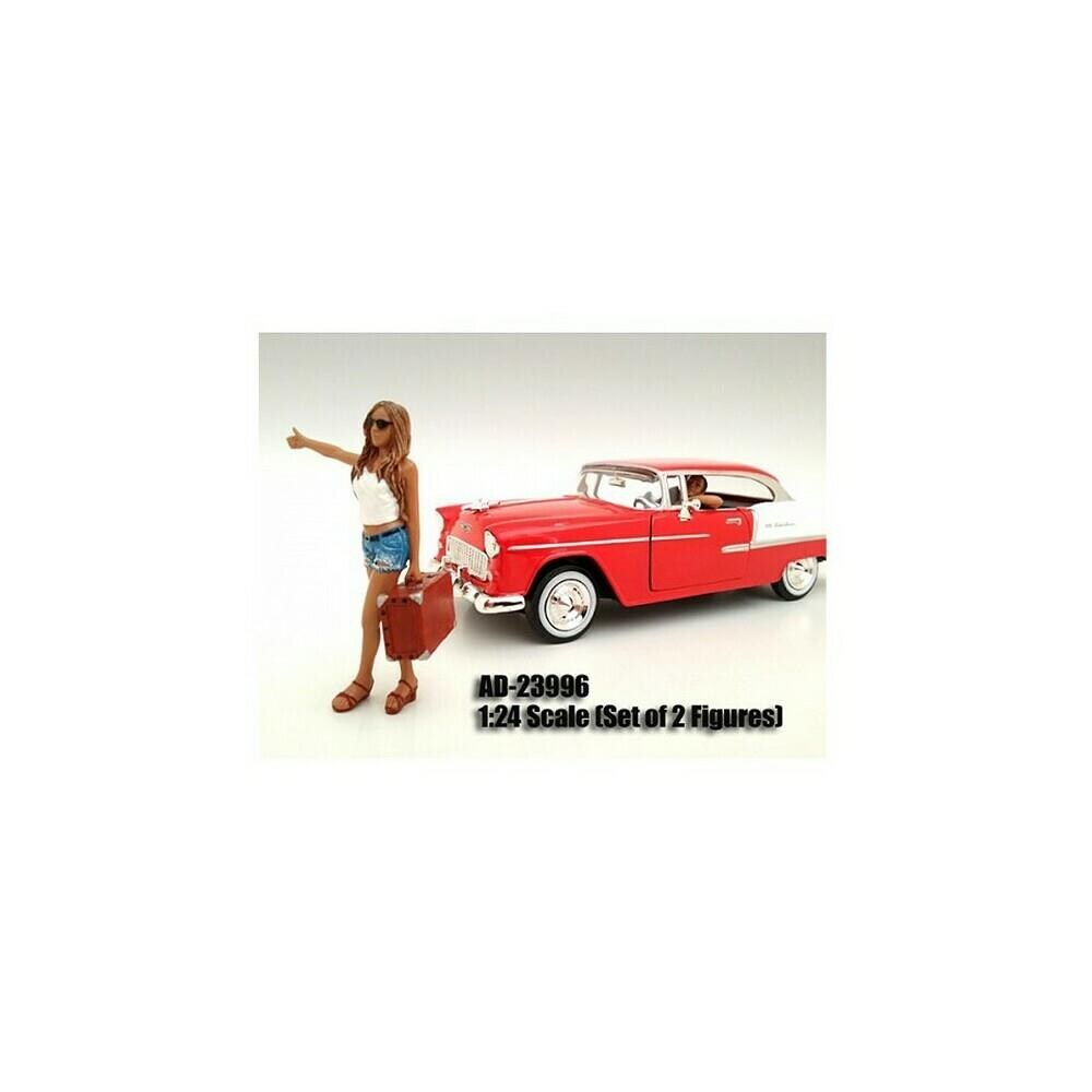 American Diorama DTDP2197  23996 Hitchhiker 2 Piece Figure Set for 1-24 Scale Models