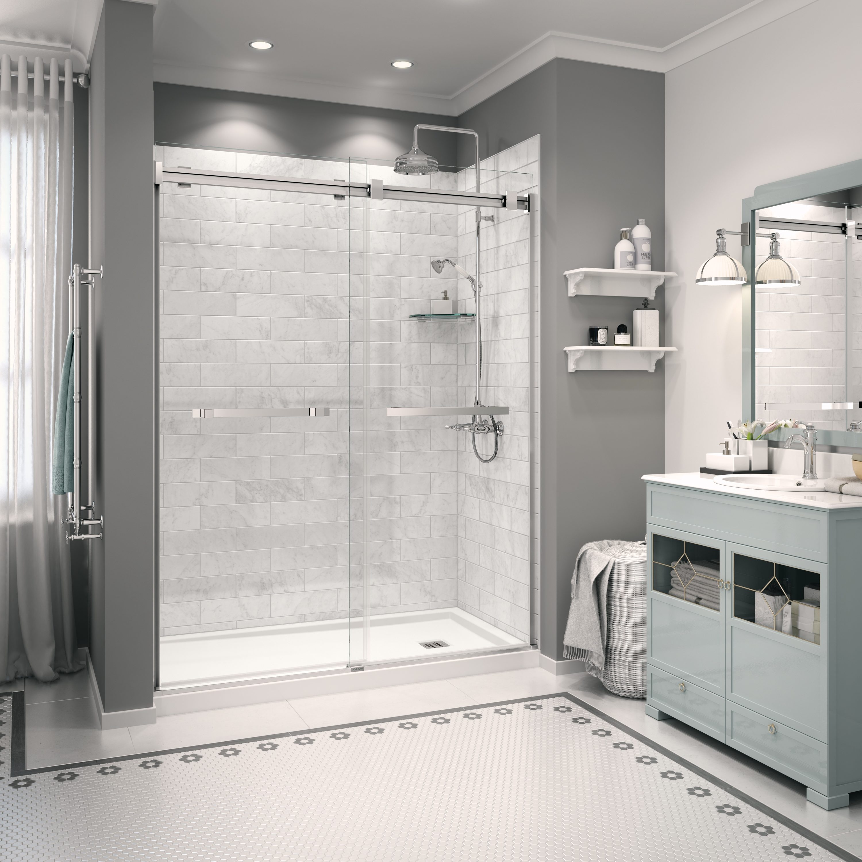 Stylish Shower Wall Tiles with Convenient Built-in Soap Dish