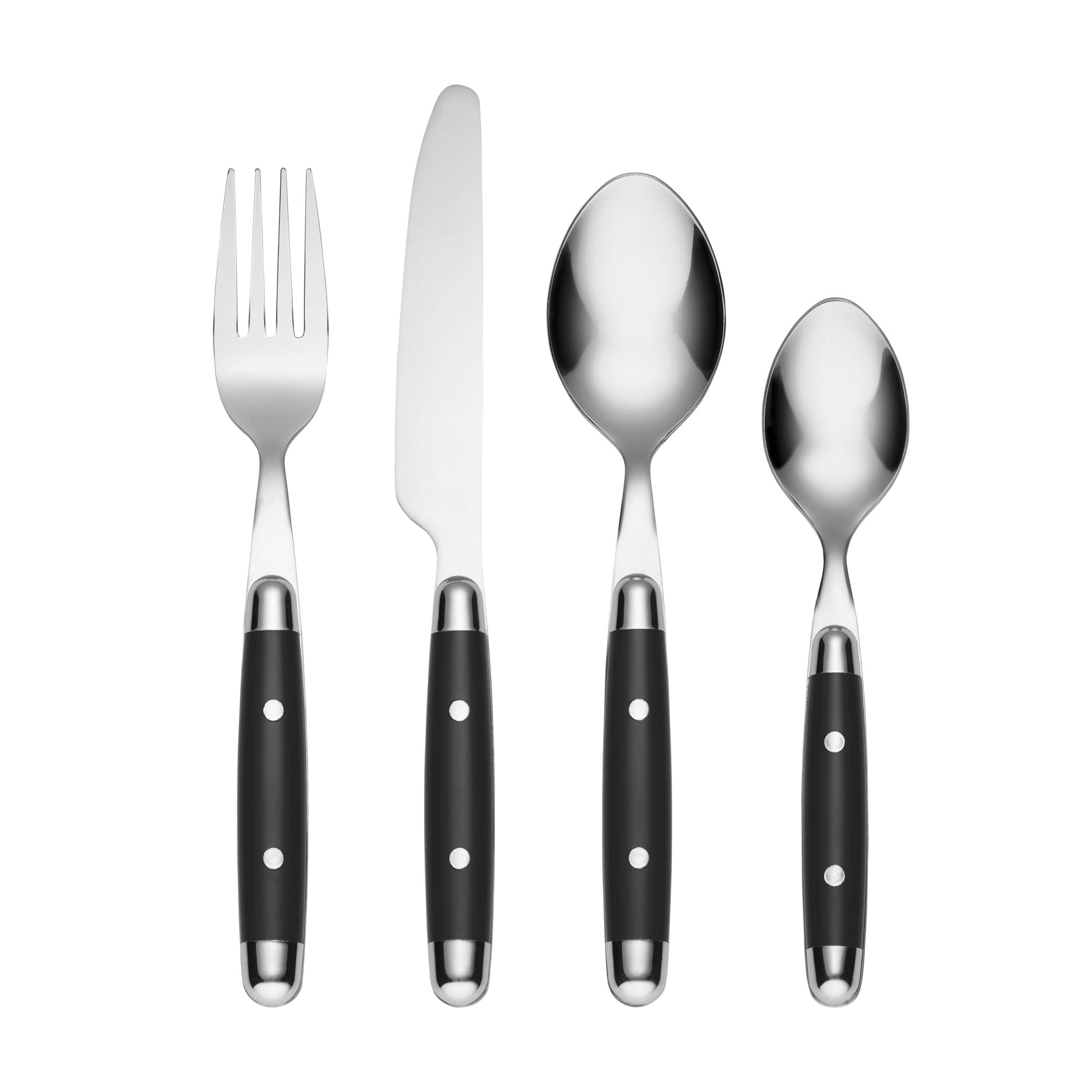 Cambridge Jubilee Black 16-Pieces Polished Modern Flatware in the ...