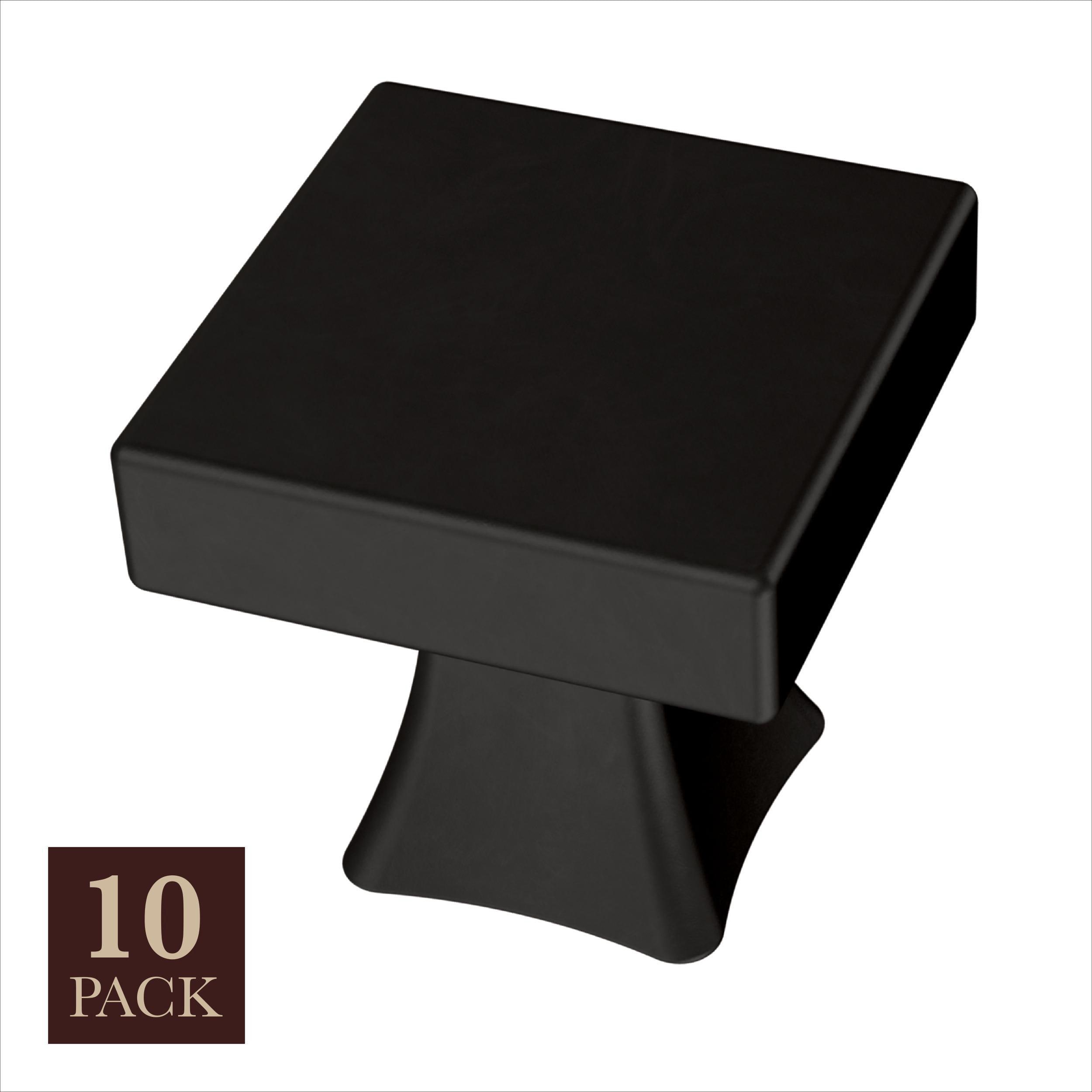 allen + roth P43421W-FB-K1 Margaret 1-in Matte Black Square Casual Cabinet Knob 10 -Pack