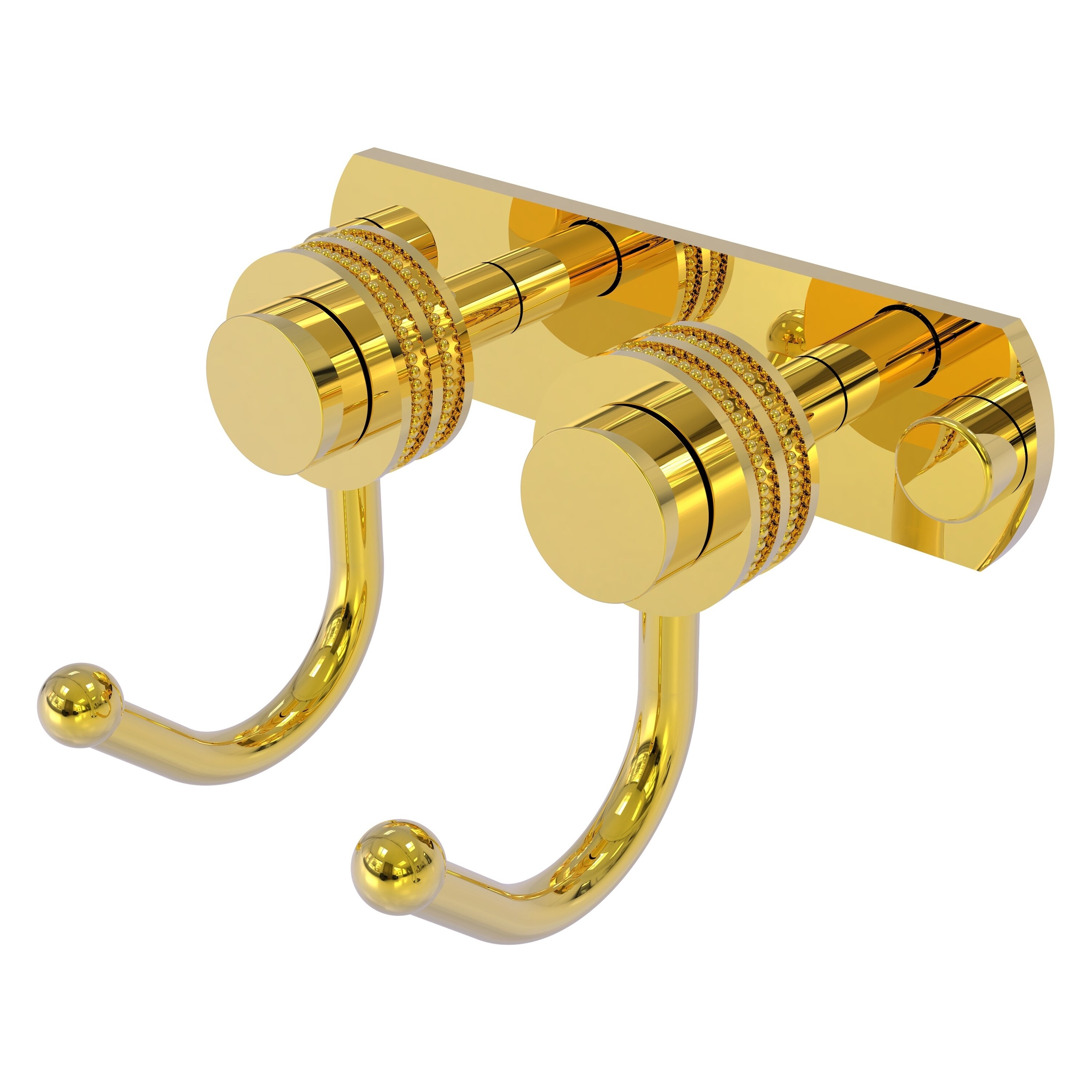 Allied Brass 920D-2-PB Mercury Polished Brass Double -Hook Wall mount Towel Hook