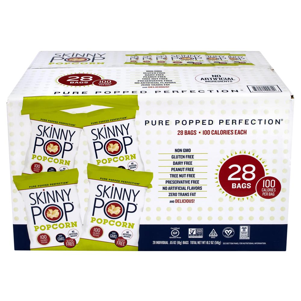 SKINNY POP 100 Calorie Popcorn Snack, 0.65 oz, 28 Count –