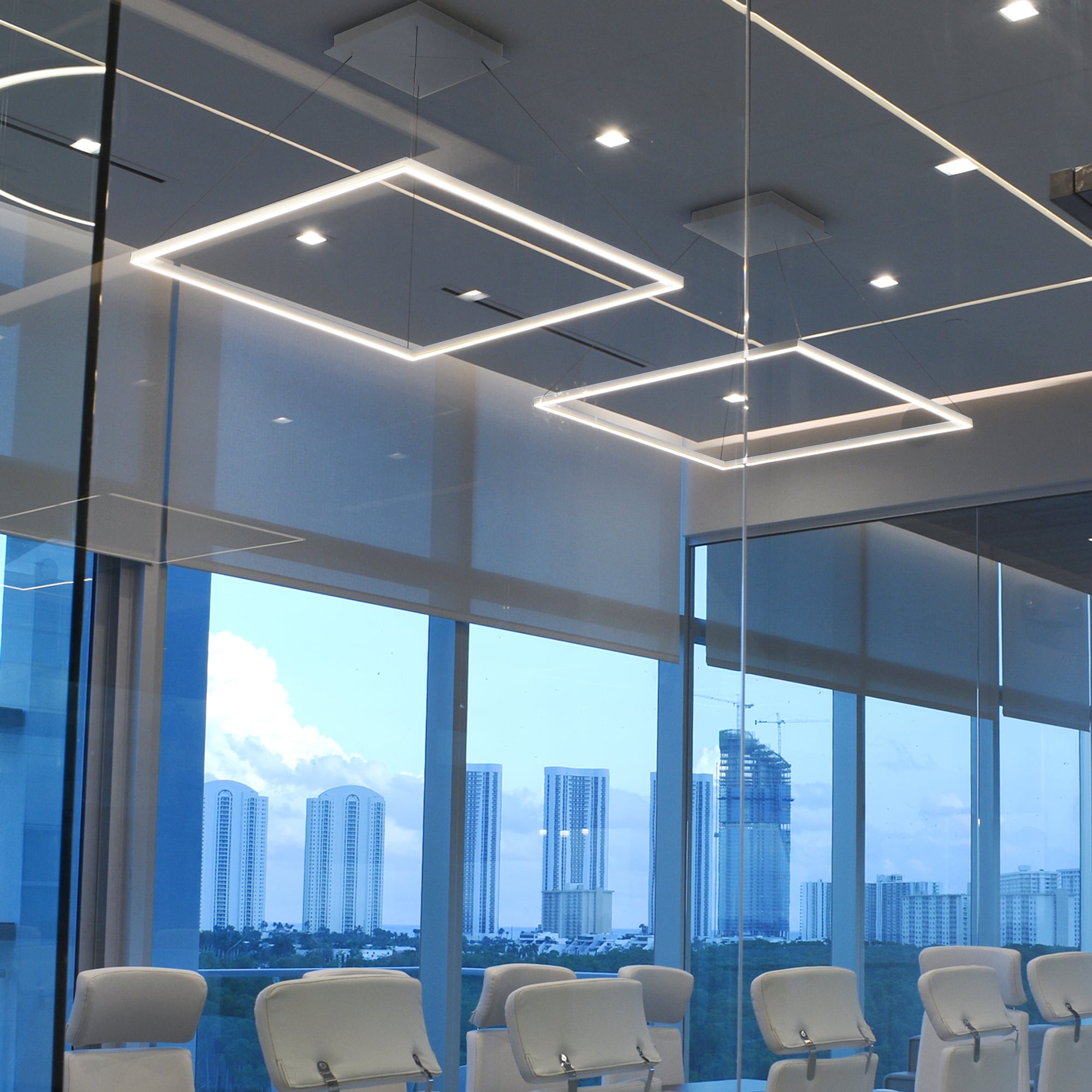 Atria 39.5" Silver LED Square Pendant Light