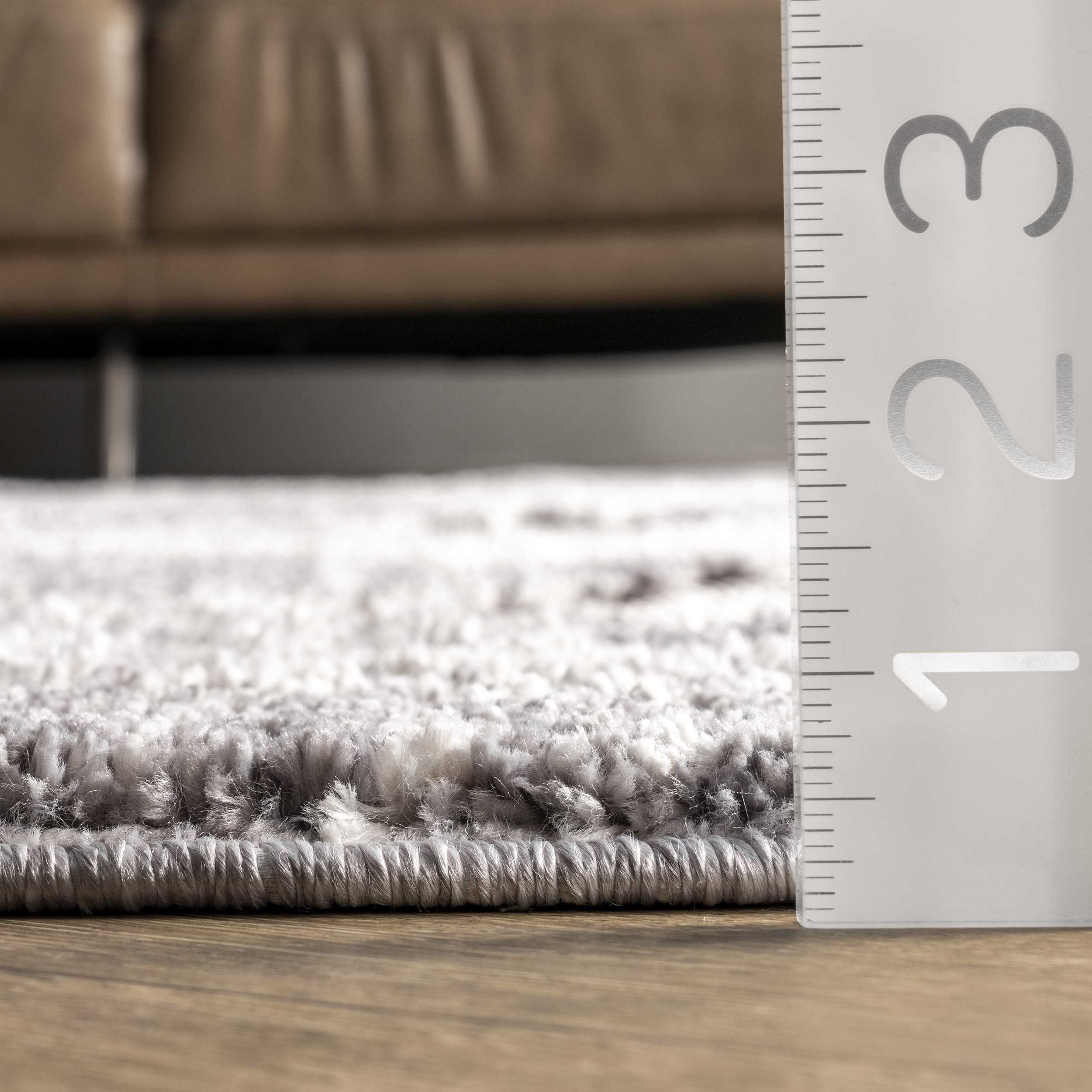 Light Grey Herringbone 9' x 12' Easy-Care Synthetic Rug