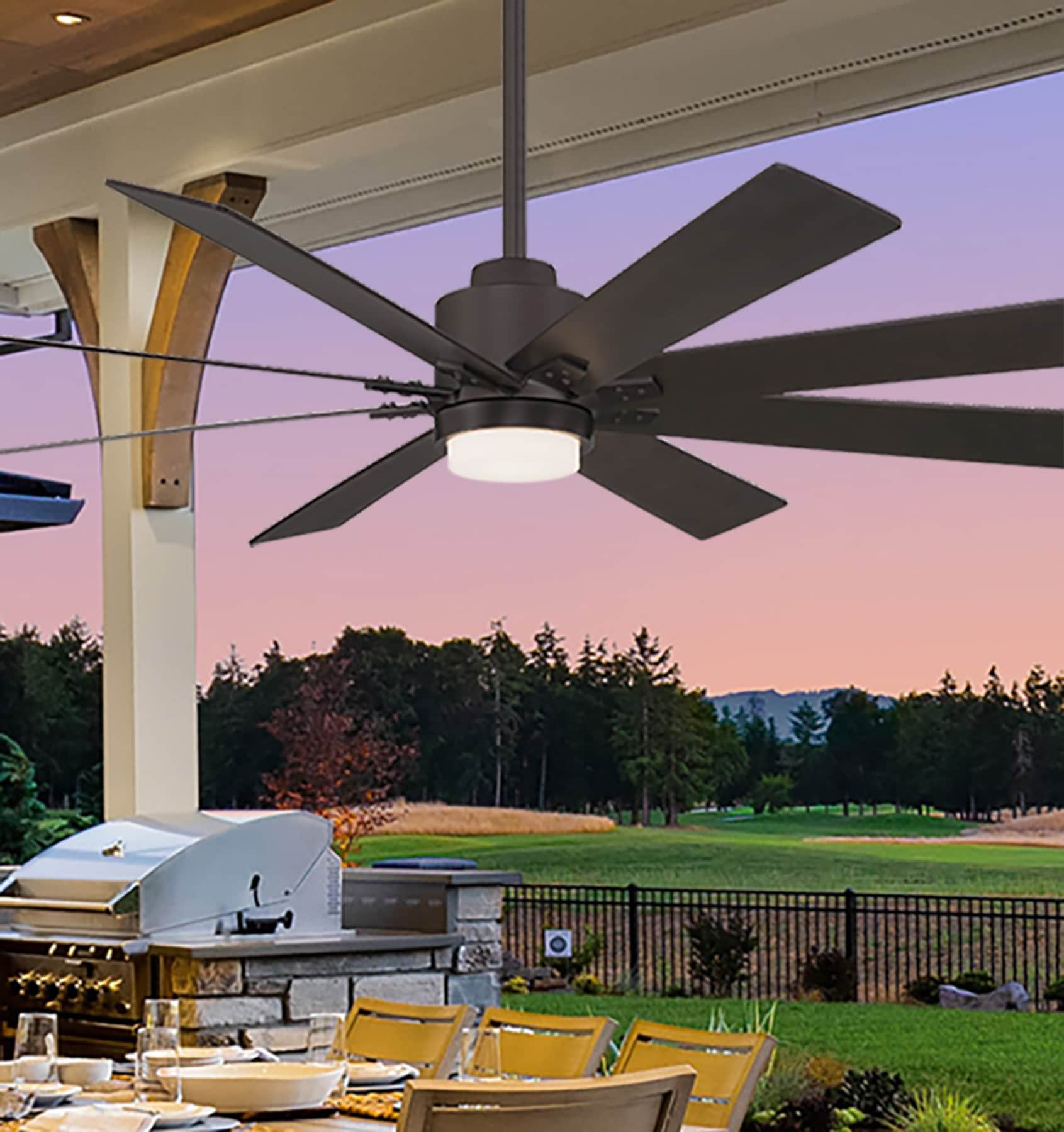 Minka Ceiling Fan Co Hyland 60 In Oil Rubbed Bronze Integrated Led Indoor Outdoor With Light And Remote 8 Blade The Fans Department At Lowes Com