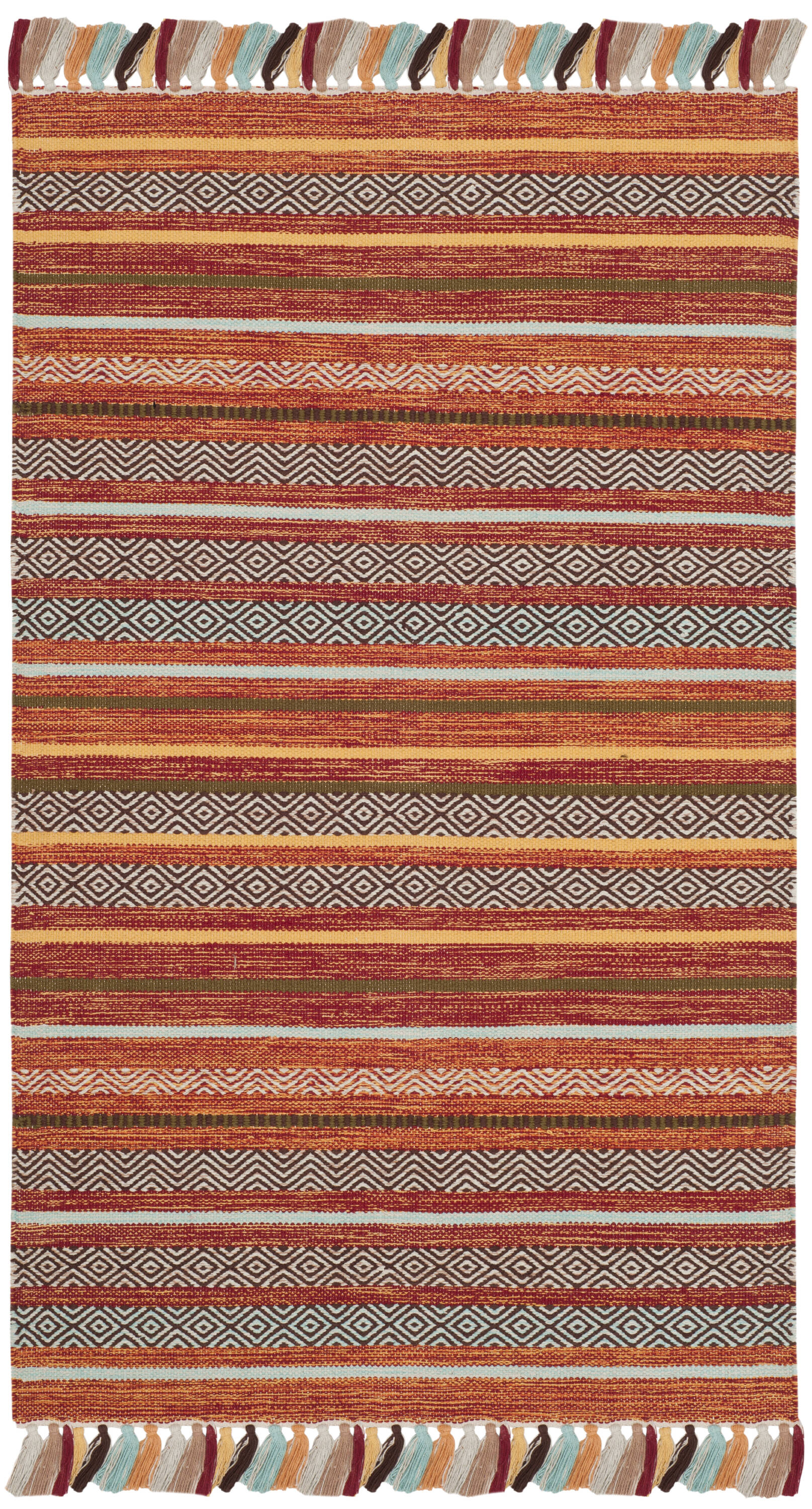 Lenore Multicolor Stripe Hand-Woven Cotton 3' x 5' Area Rug