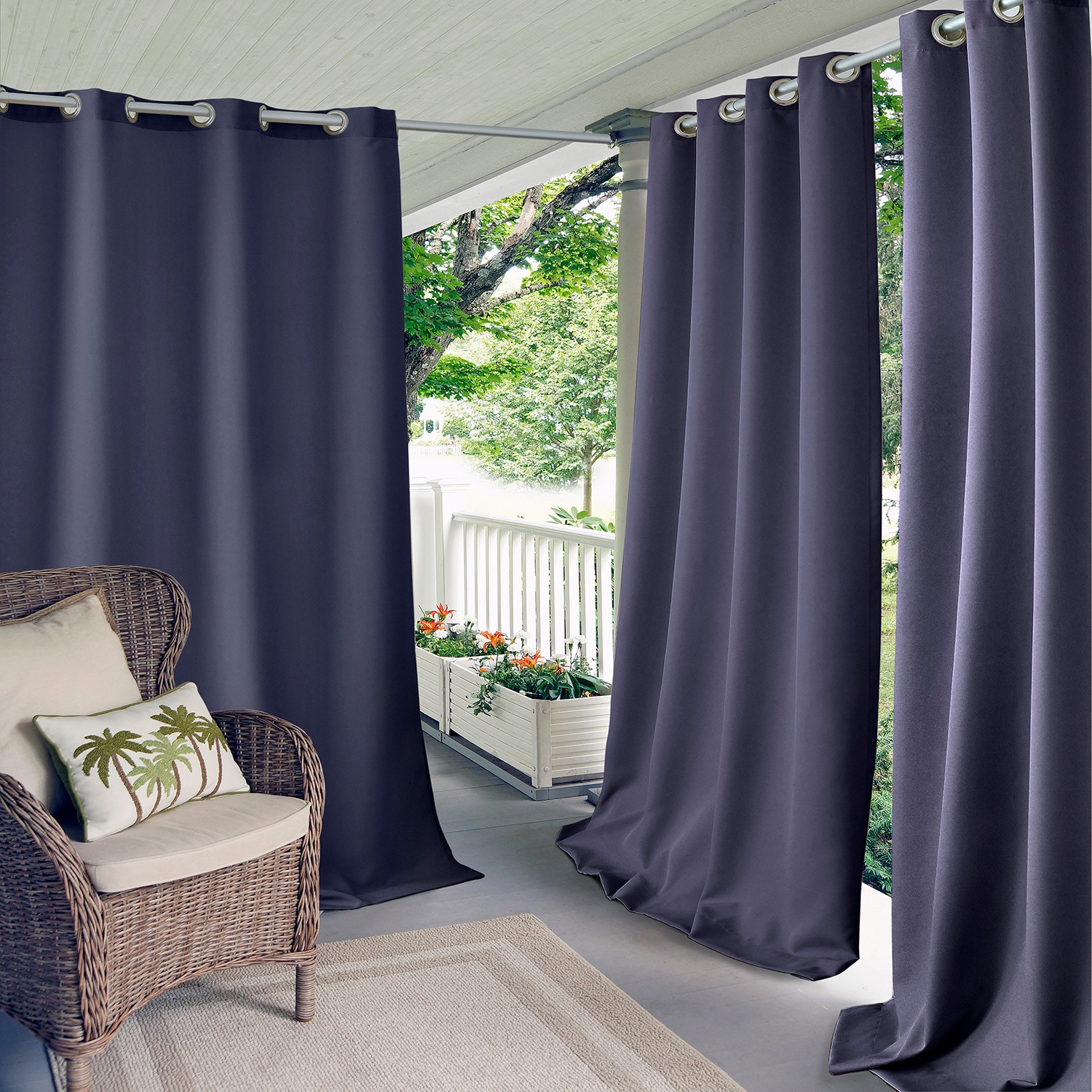 Elrene Home Fashions 026865954197 108-Inches Outdoor Blue Light filtering Grommet Single curtain panel