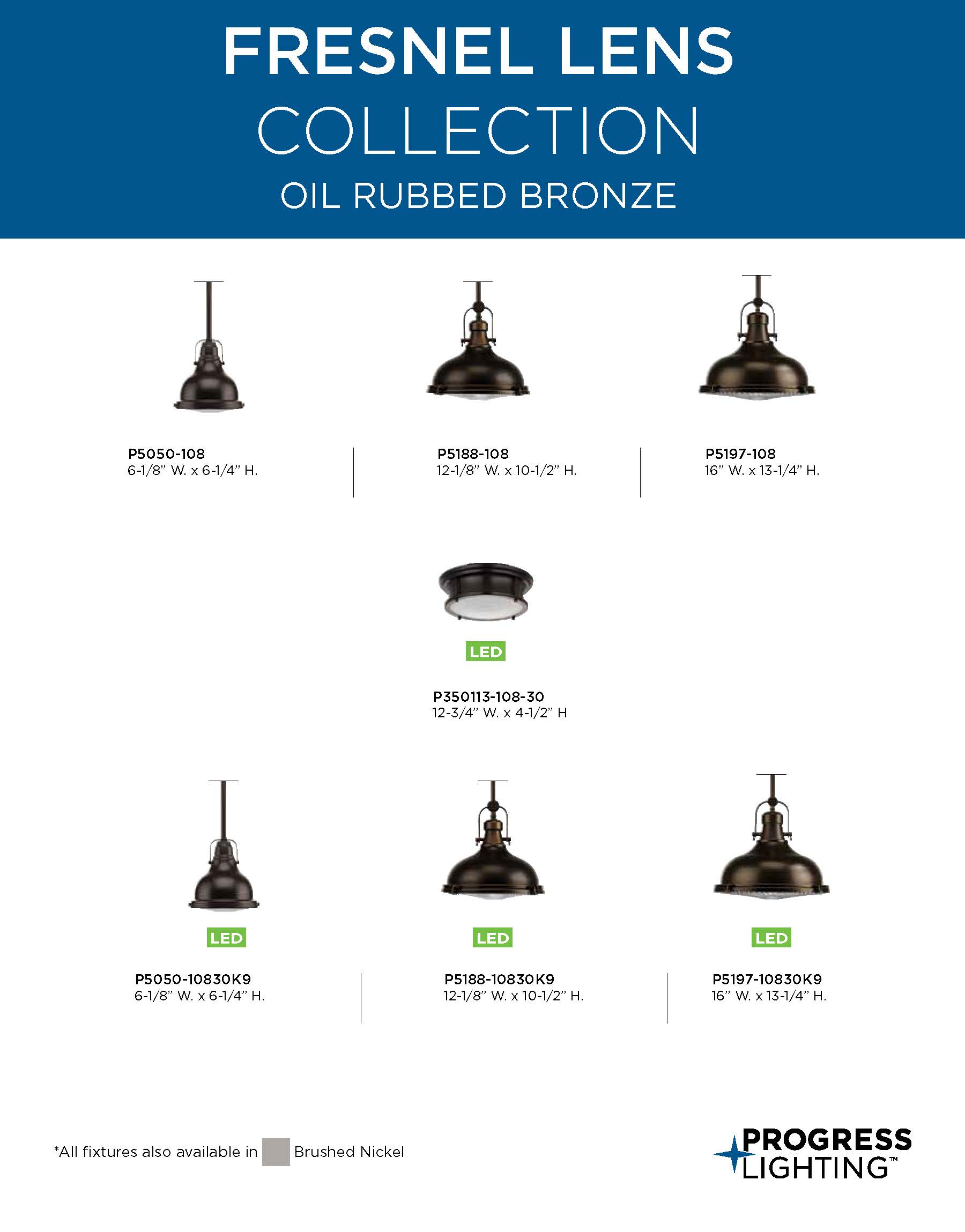 Oil Rubbed Bronze Glass LED Pendant Light with Fresnel Lens