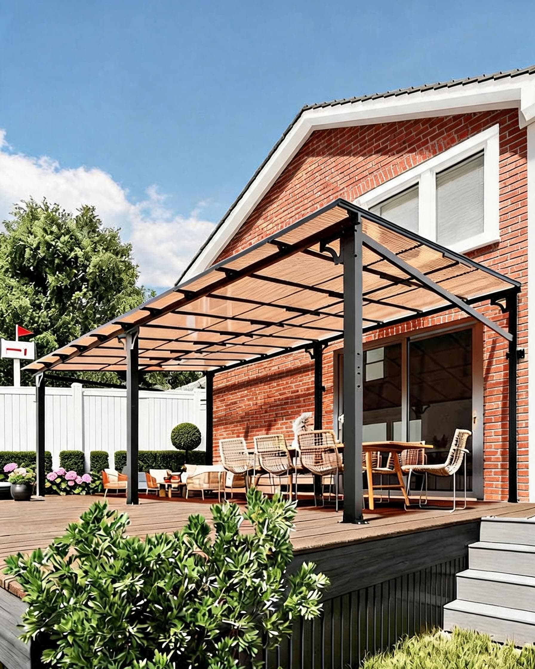 DEXSO 12x20 Lean to Wall Mounted Hardtop Gazebo Black in the Gazebos ...