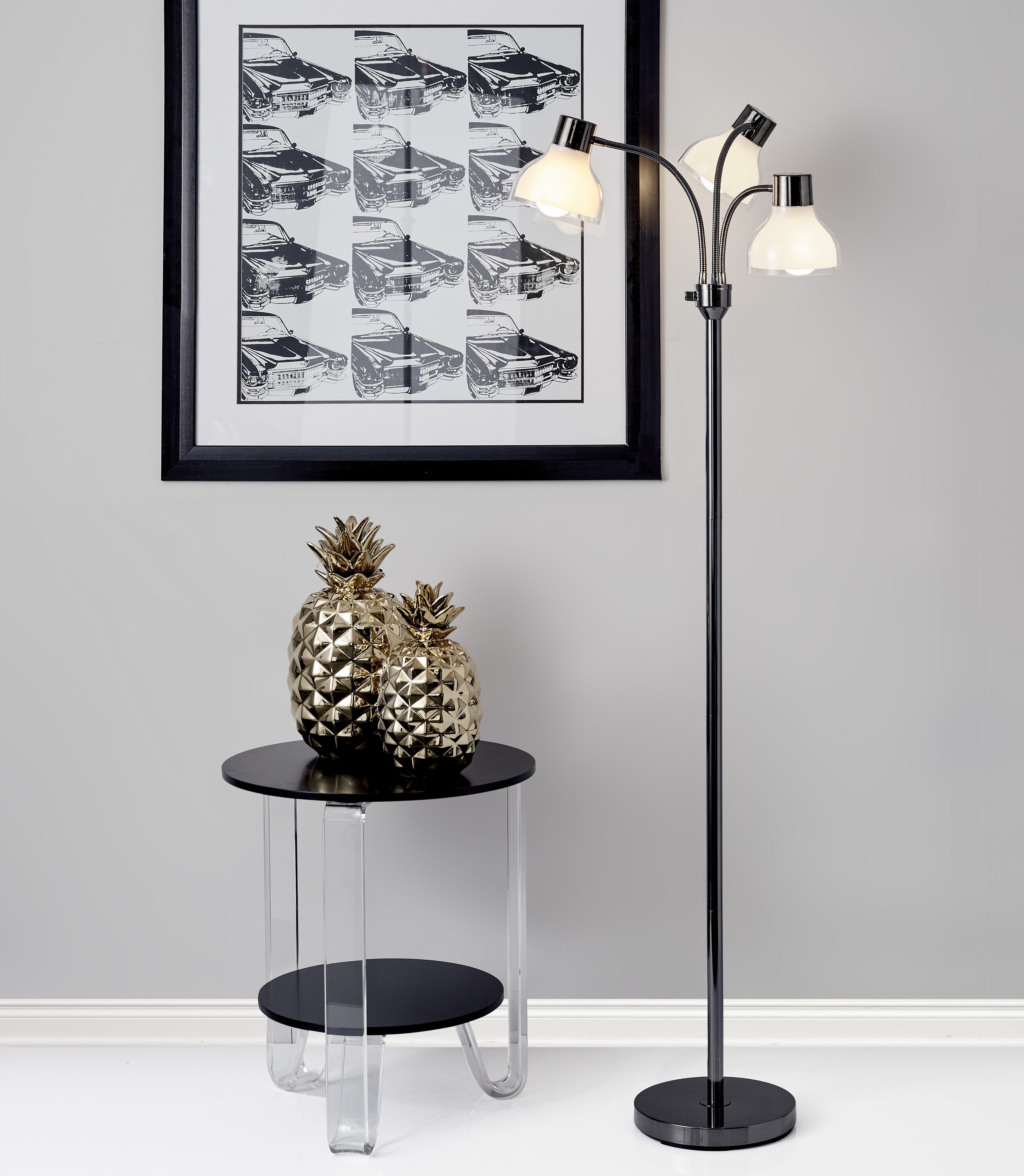 Presley 18" Polished Nickel 3-Arm Adjustable Floor Lamp