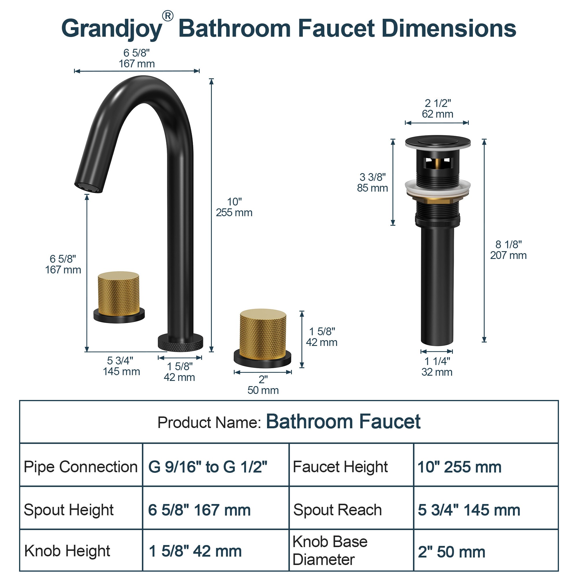 GRANDJOY SGF11GJ-49BL-BG Lavatory-Faucets - View #11