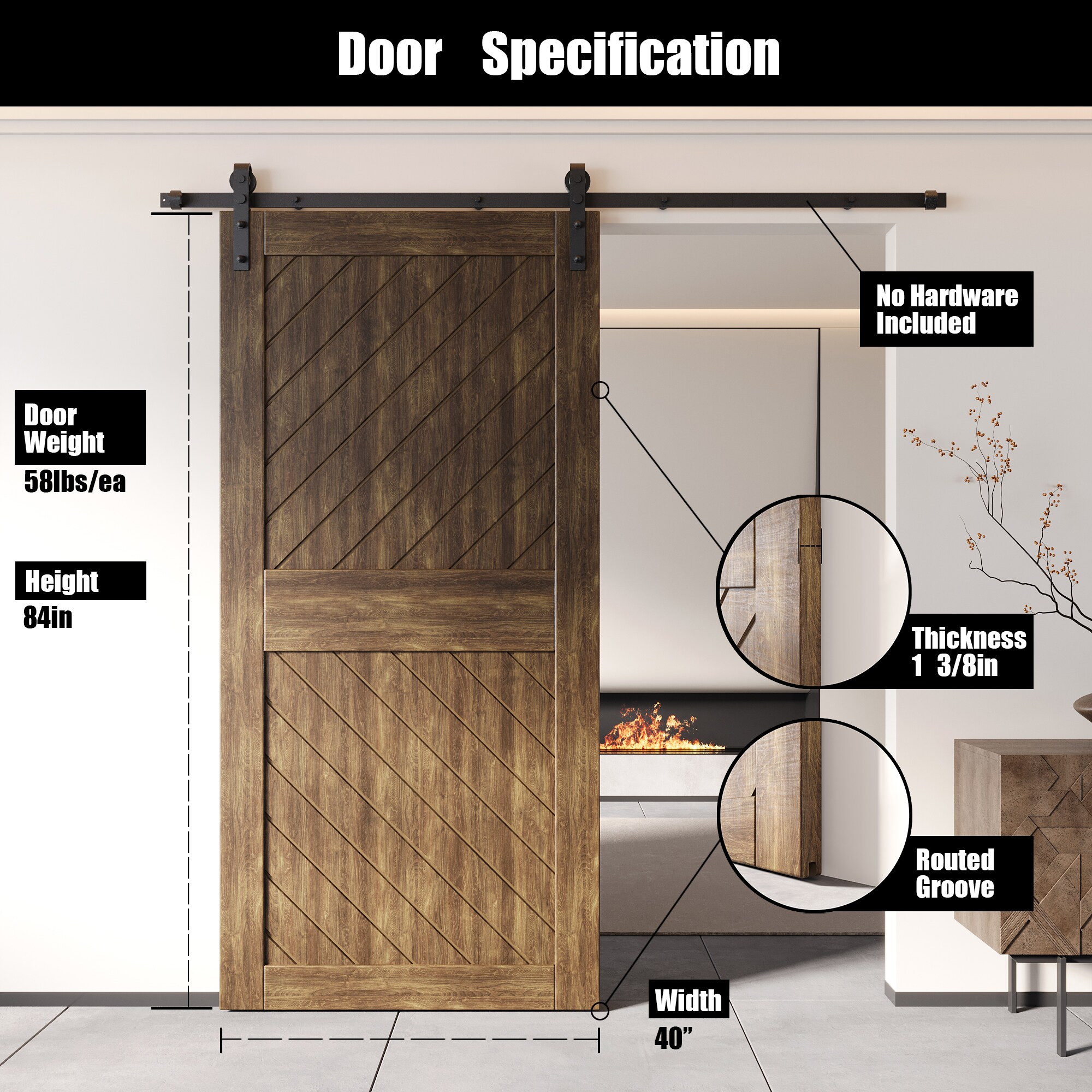 HOMACER XT3-4084-WA Barn-Doors - View #2
