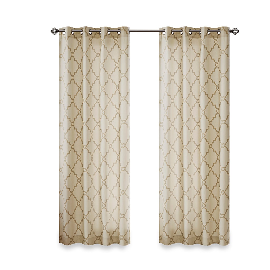 Gracie Mills 7953-04PM Ondine Scroll Geometric Fretwork Grommet Window Curtain Panel