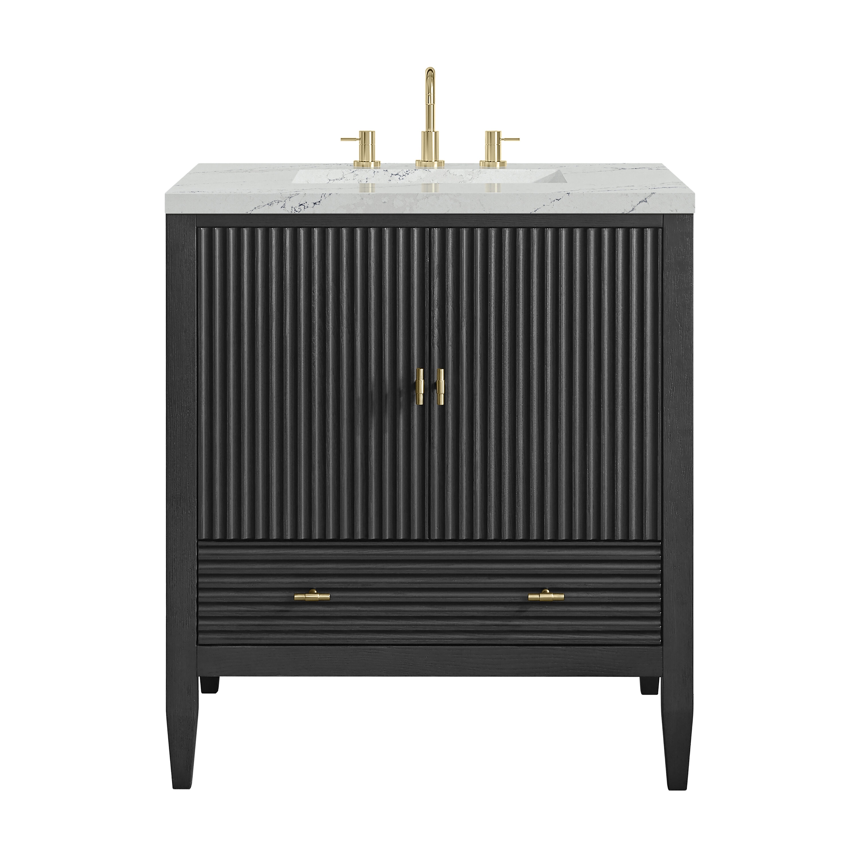 James Martin Vanities Myrrin 30-in Carbon Oak Undermount Single Sink Bathroom Vanity