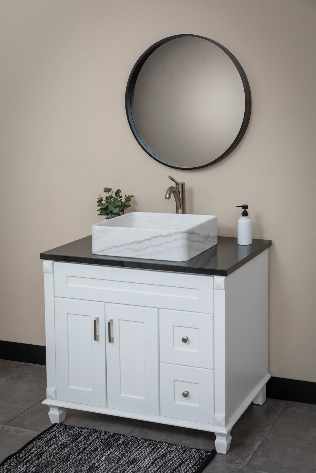 Guanxi White Marble Rectangular Vessel Bathroom Sink