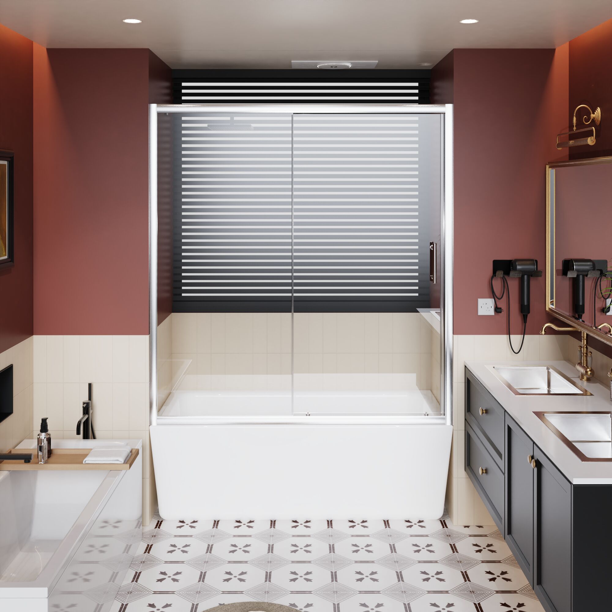 Afhocomp Chrome 58-in to 60-in W x 62-in H Framed Clear Glass Sliding Bathtub door