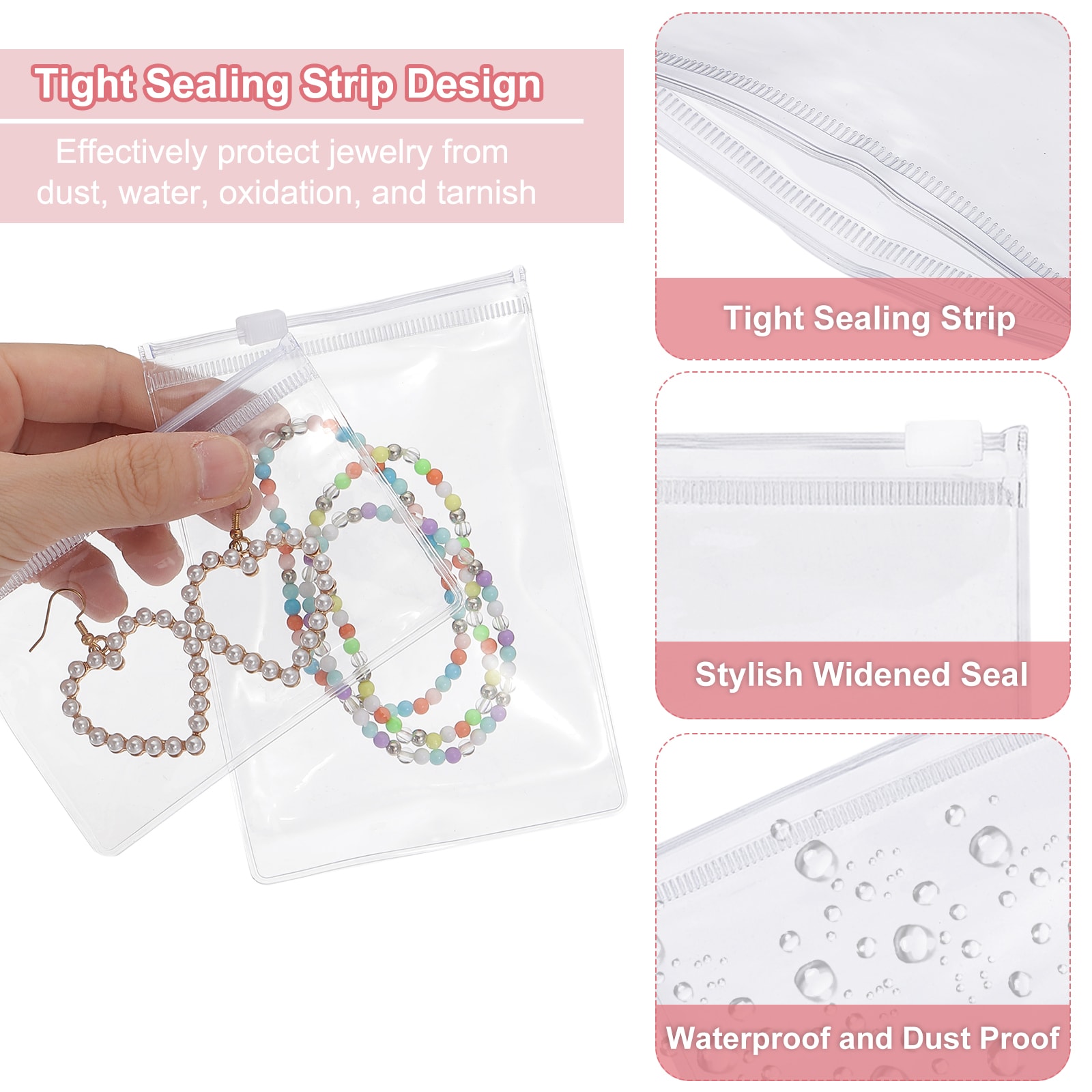PATIKIL 25pcs PVC Jewelry Bags 5-Inch x 5-Inch Jewelry Pouches Clear ...