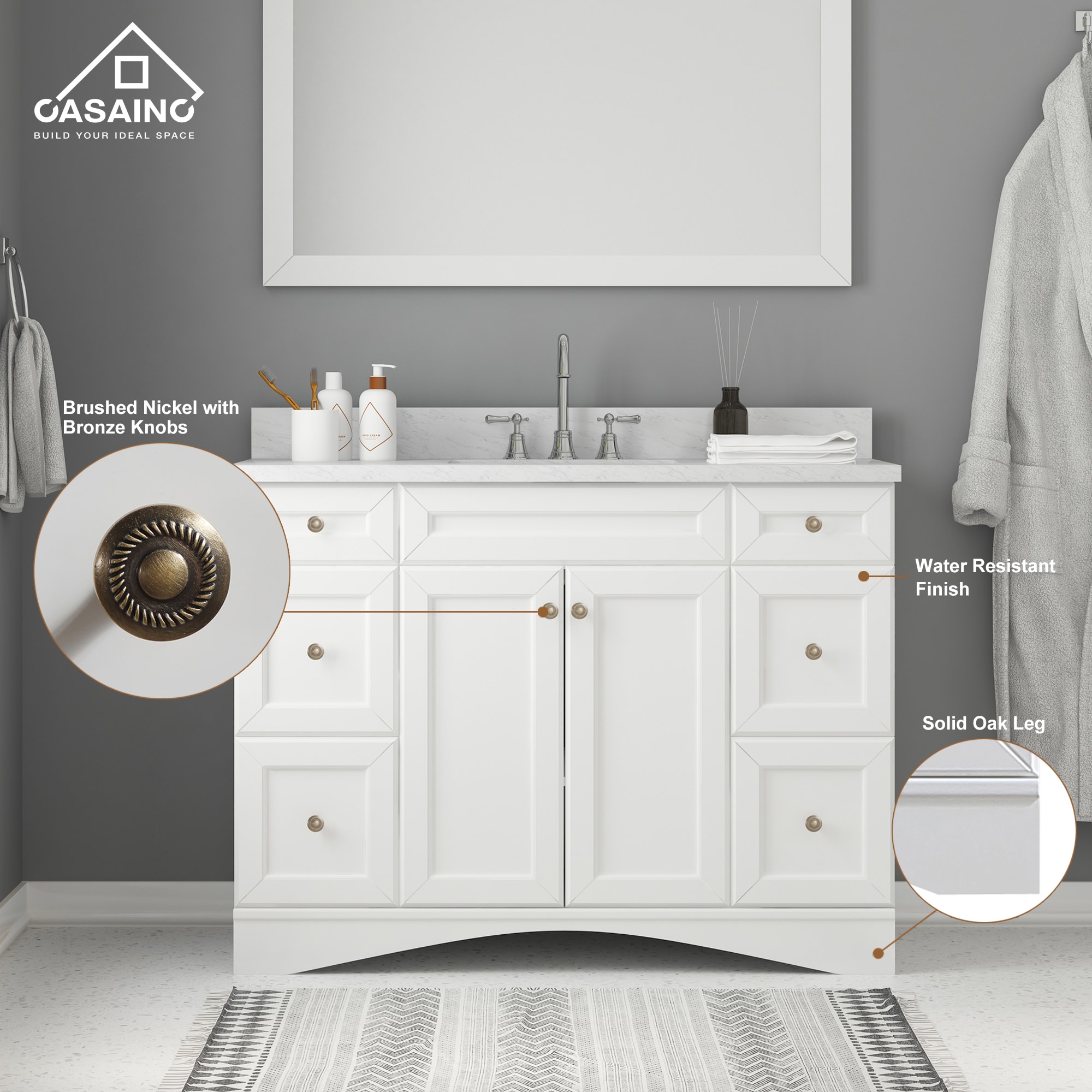 CASAINC MS-30048-CAB-WH-1 Bath-Vanity-Combo - View #6