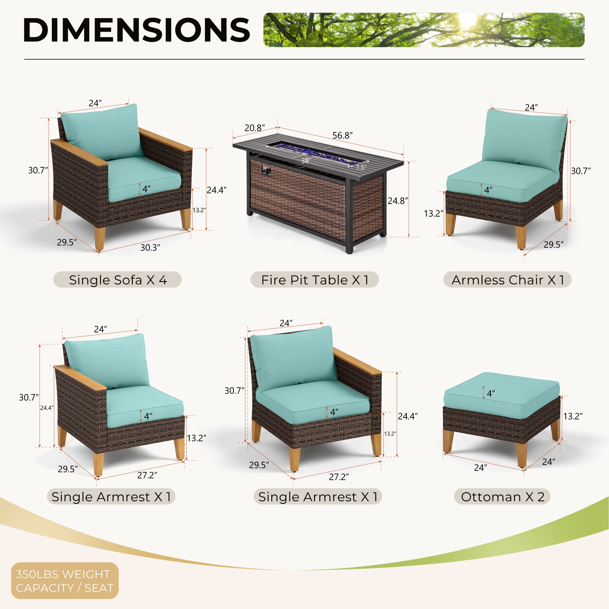 Sunshine Valley CR006-05-9-GS103-BU Patio-Conversation-Sets - View #2