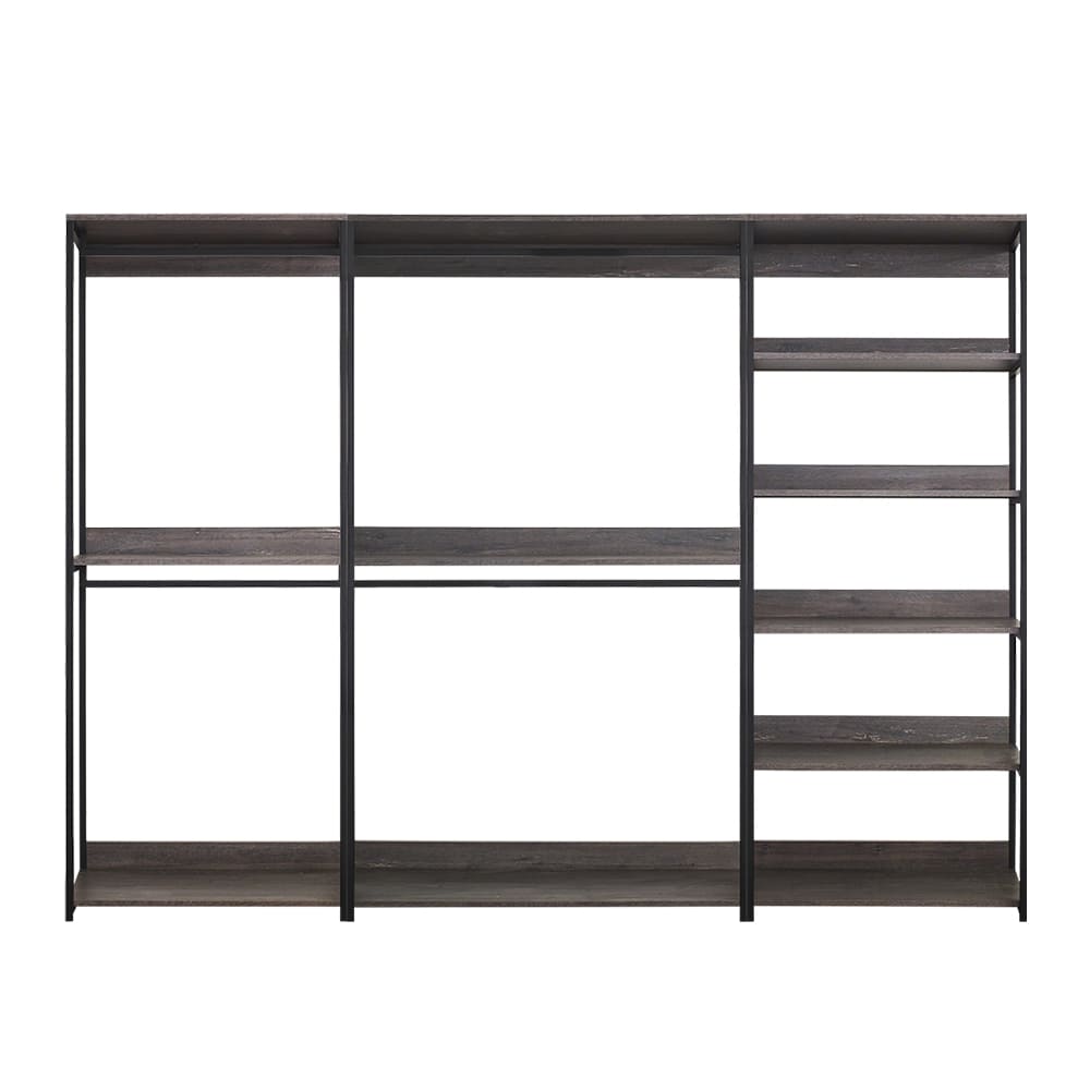 Klair Living Monica Wood and Metal Walk-In Closet with 5 Shelves in Rustic Gray